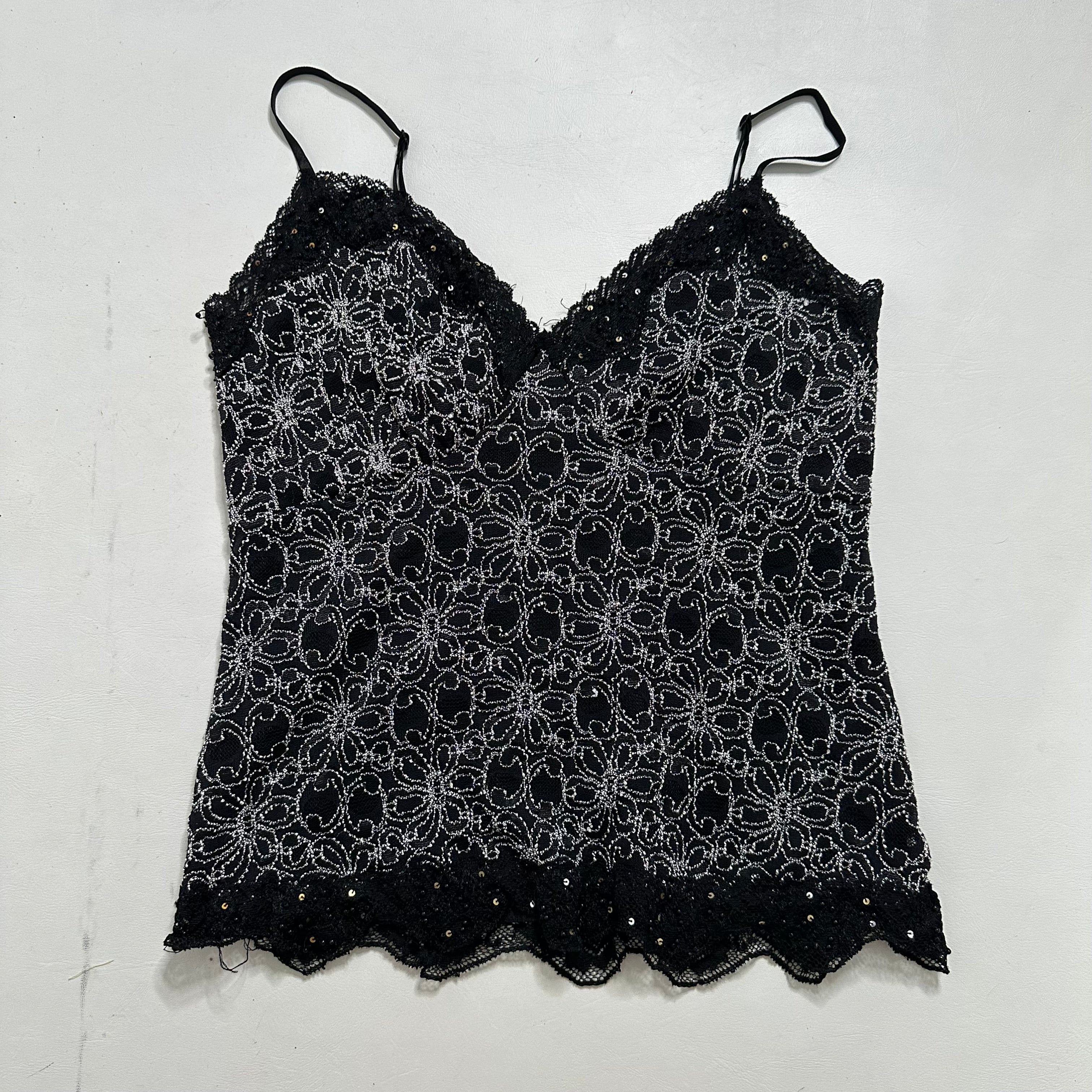 Sequin lace trim cami
