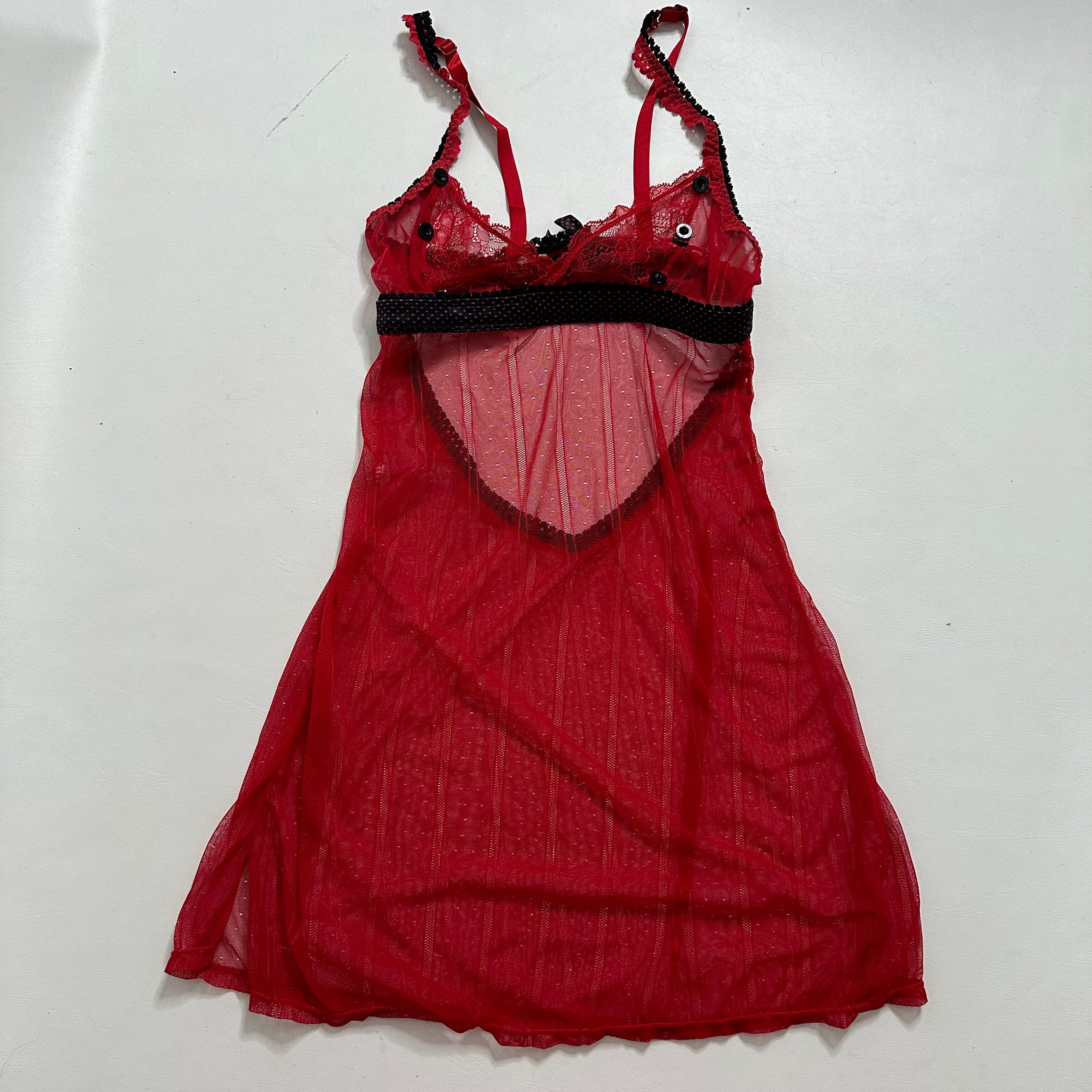 Red mesh slip dress Italian vintage