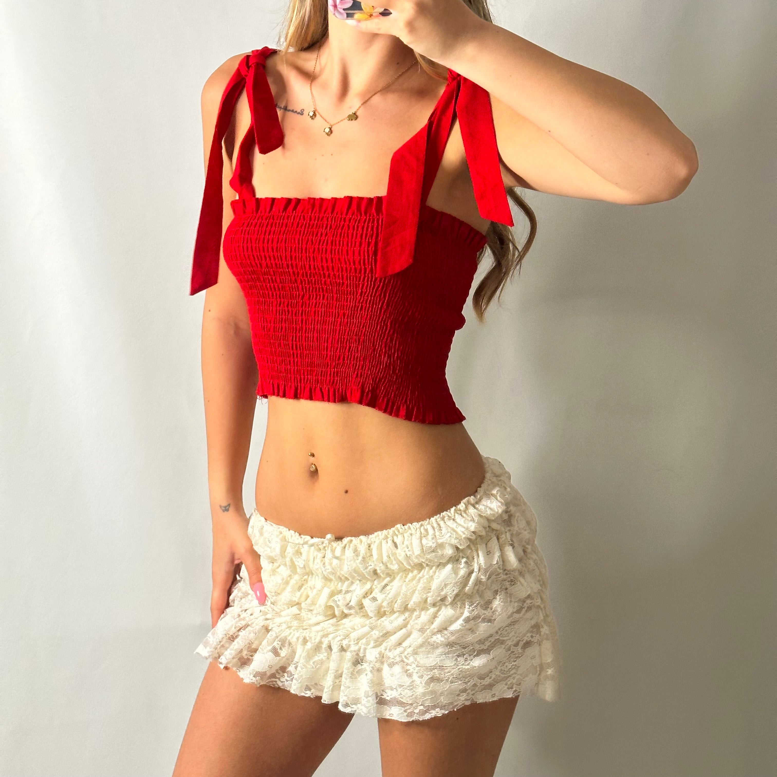 Mesh tie up crop top