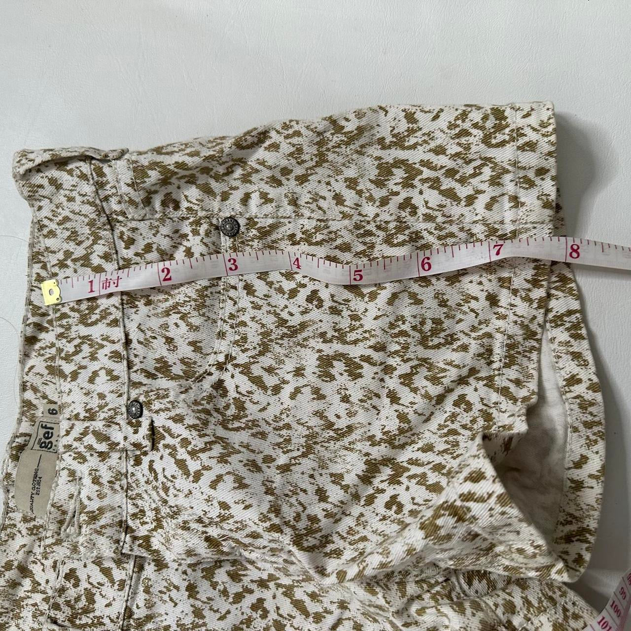 Leopard print low rise denim shorts