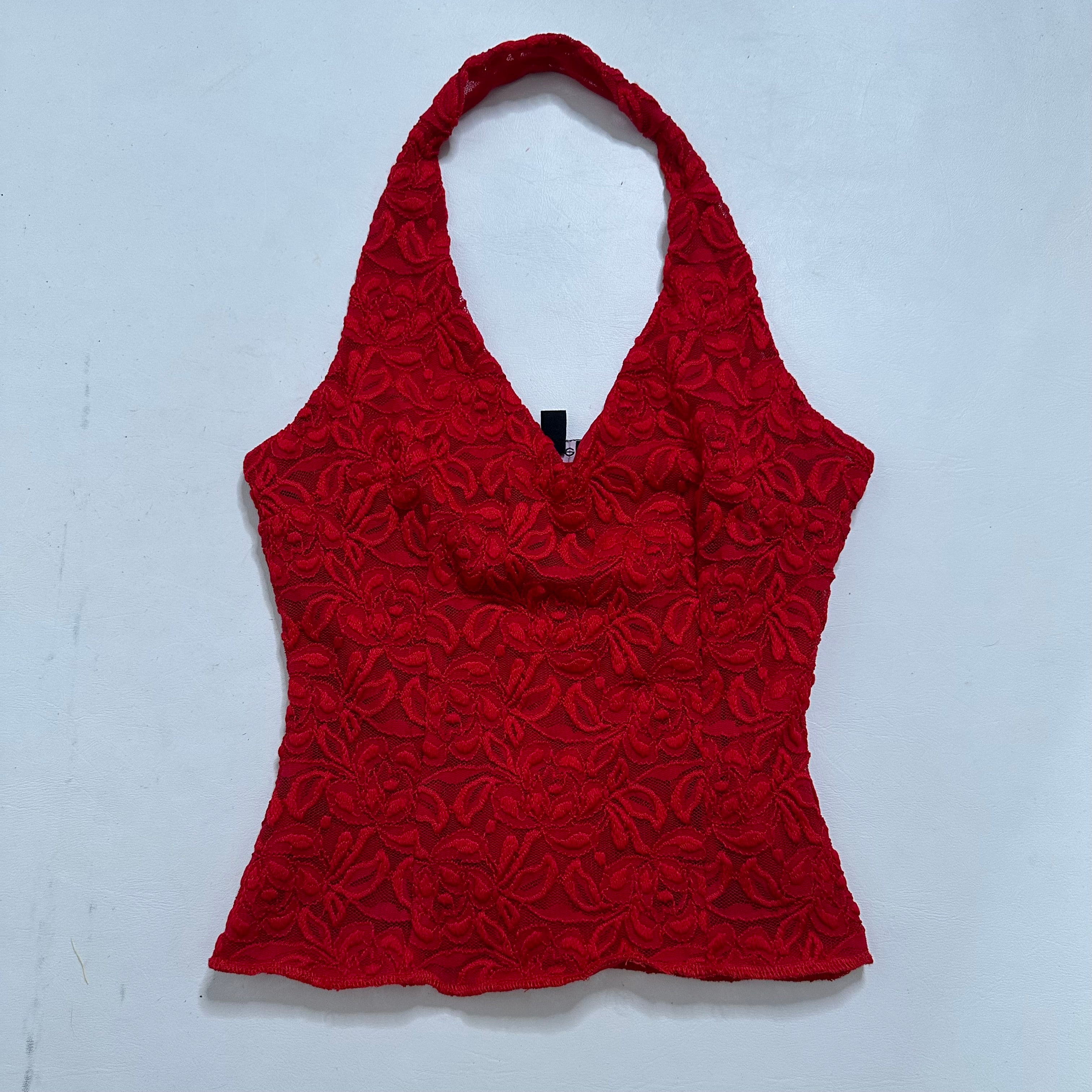 Bebe lace red halter top