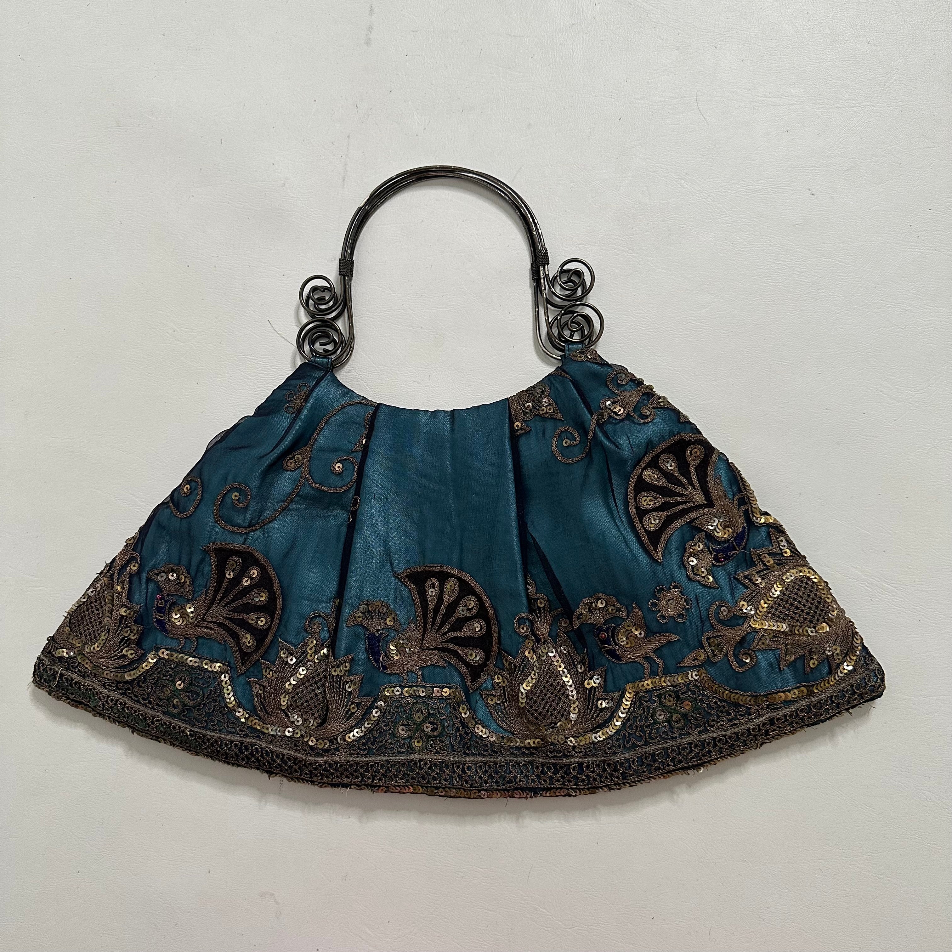 Vintage 90s blue sequin handbag