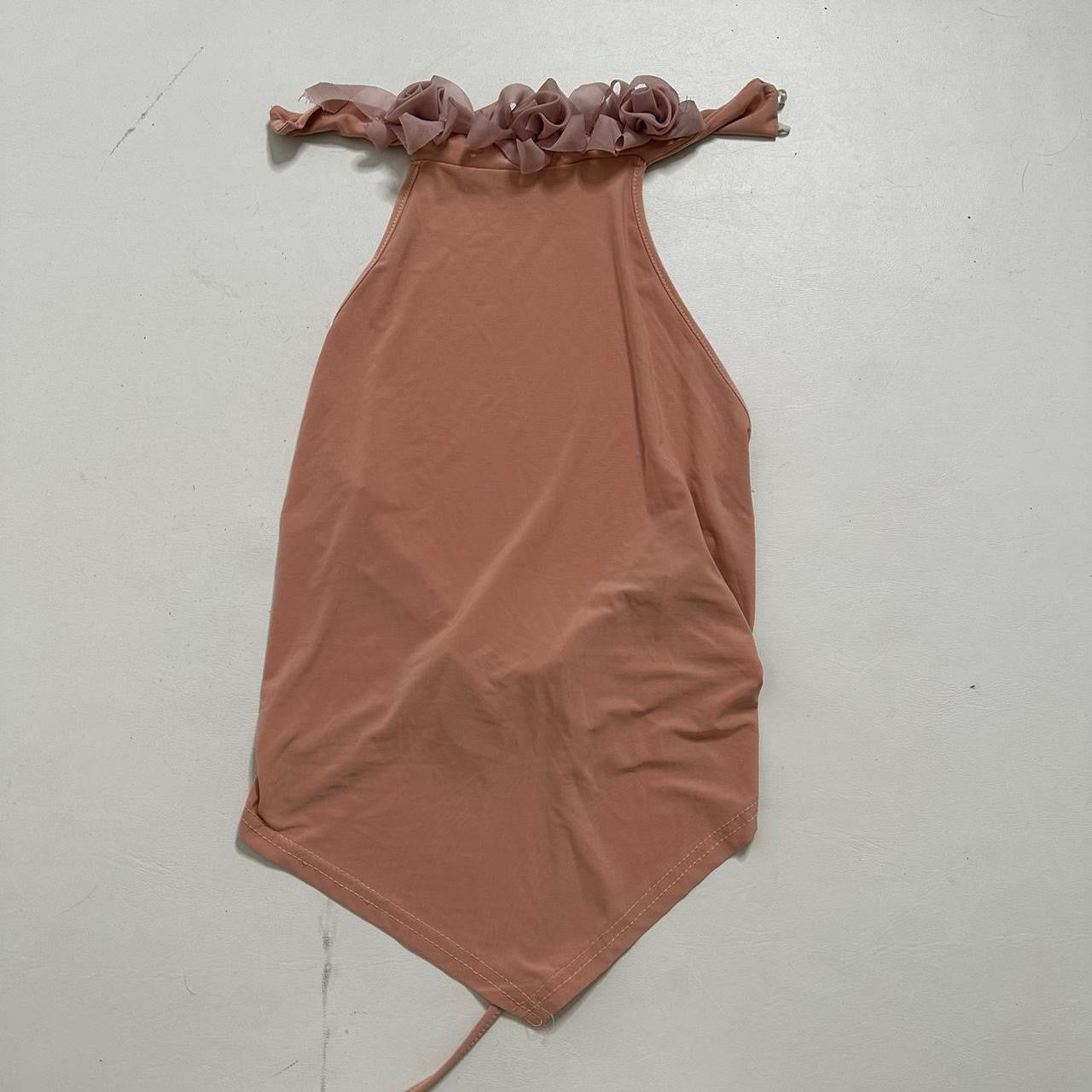 Pink backless halter top