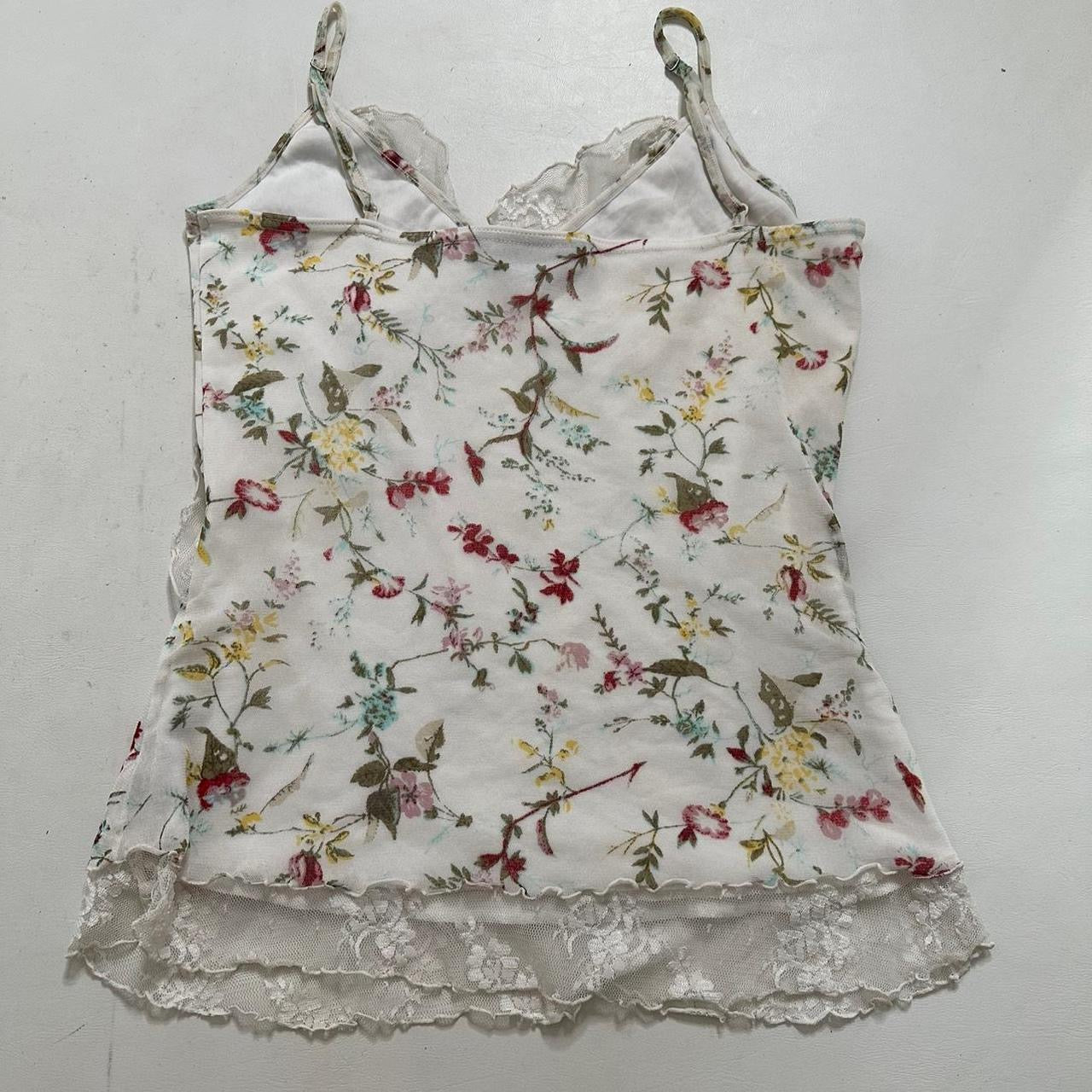 White floral lace lined cami