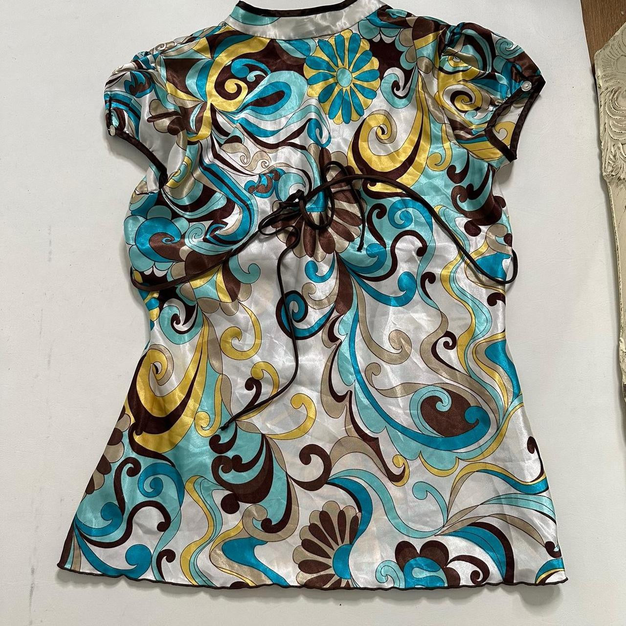 Satin top with tie waist