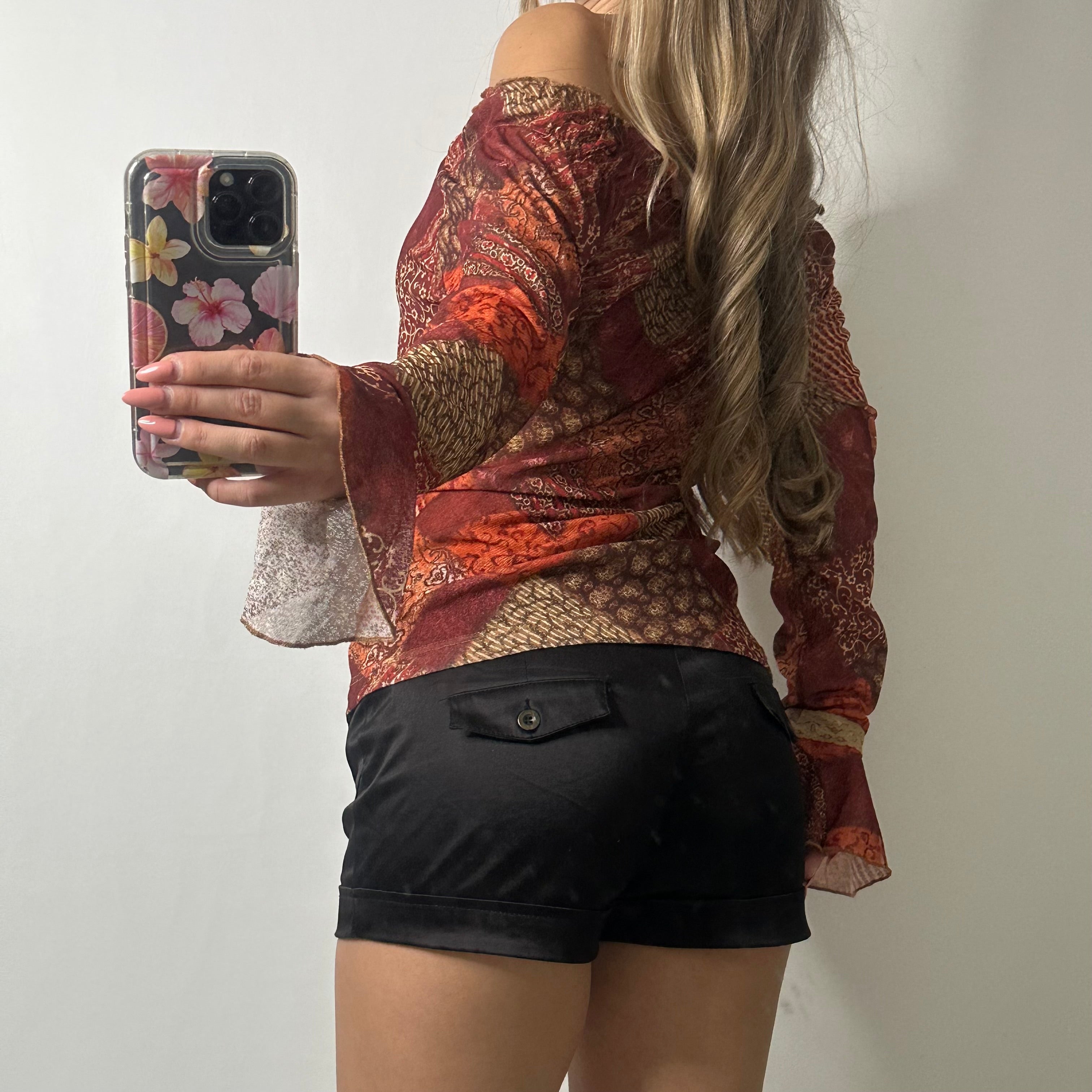 Off shoulder flared sleeve blouse