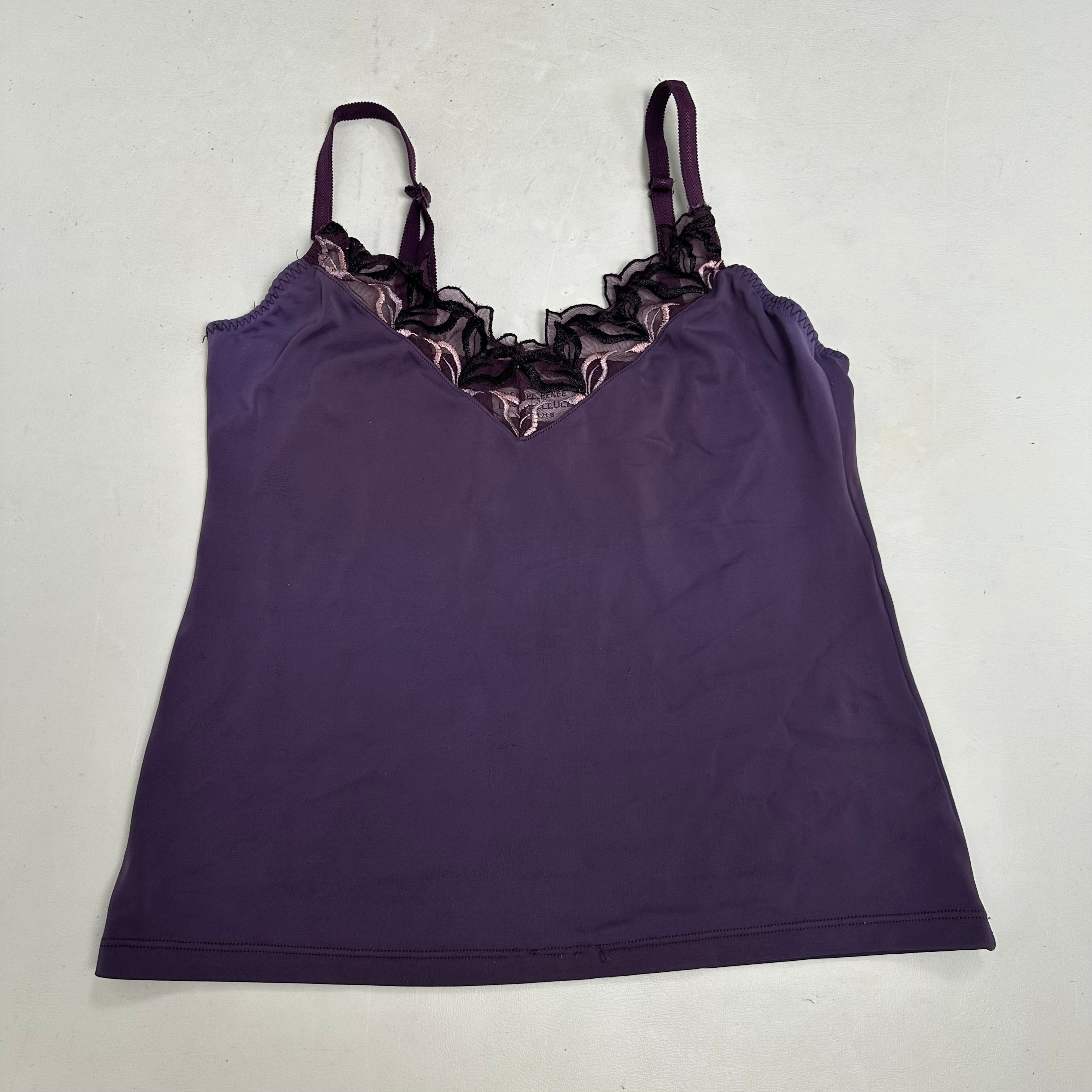 Slinky lace lined purple cami