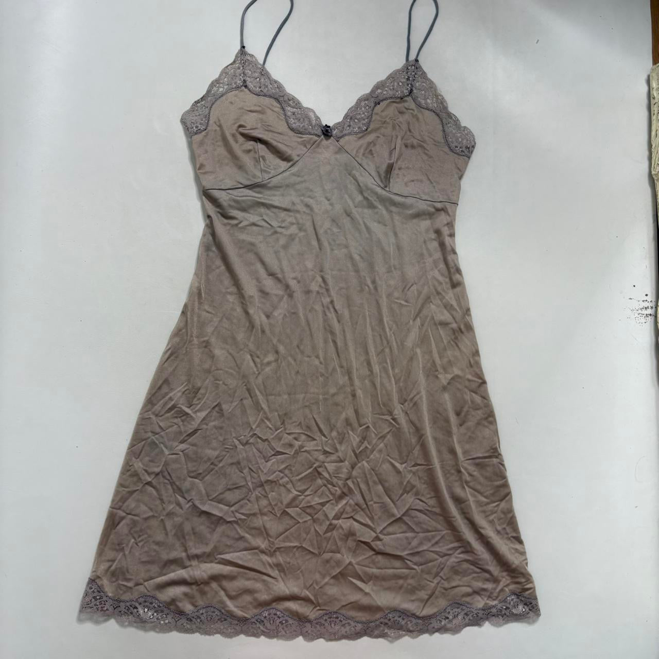 Beige lace lined slip dress