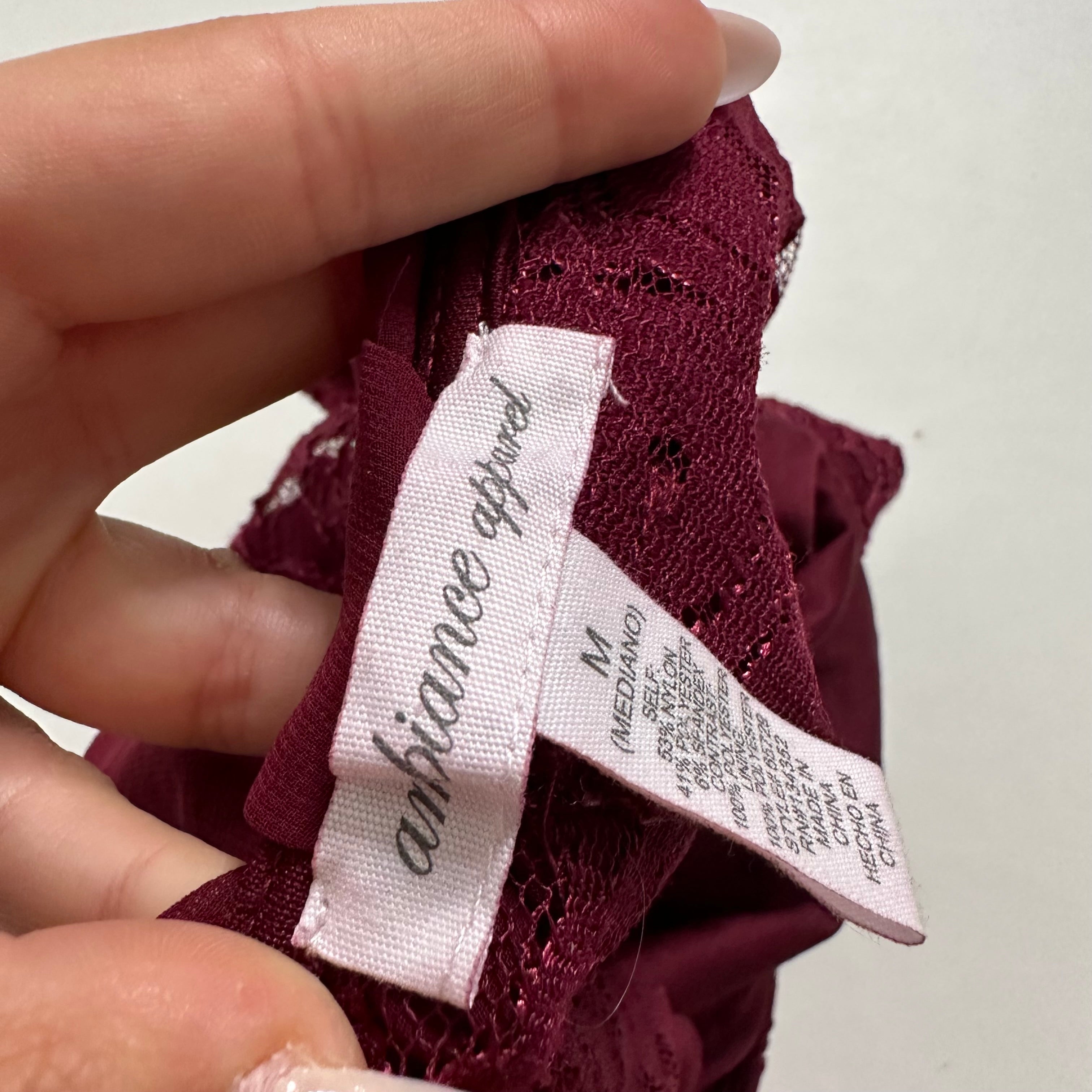Burgundy lace top with bow