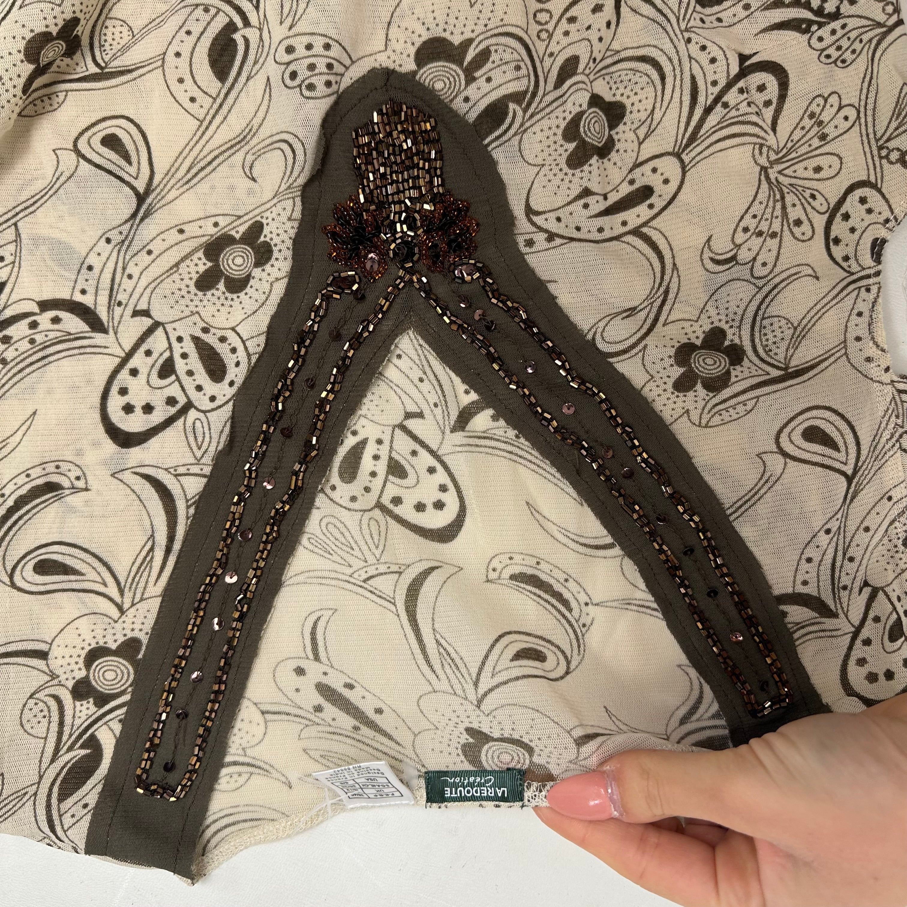 Mesh sequin tie up top