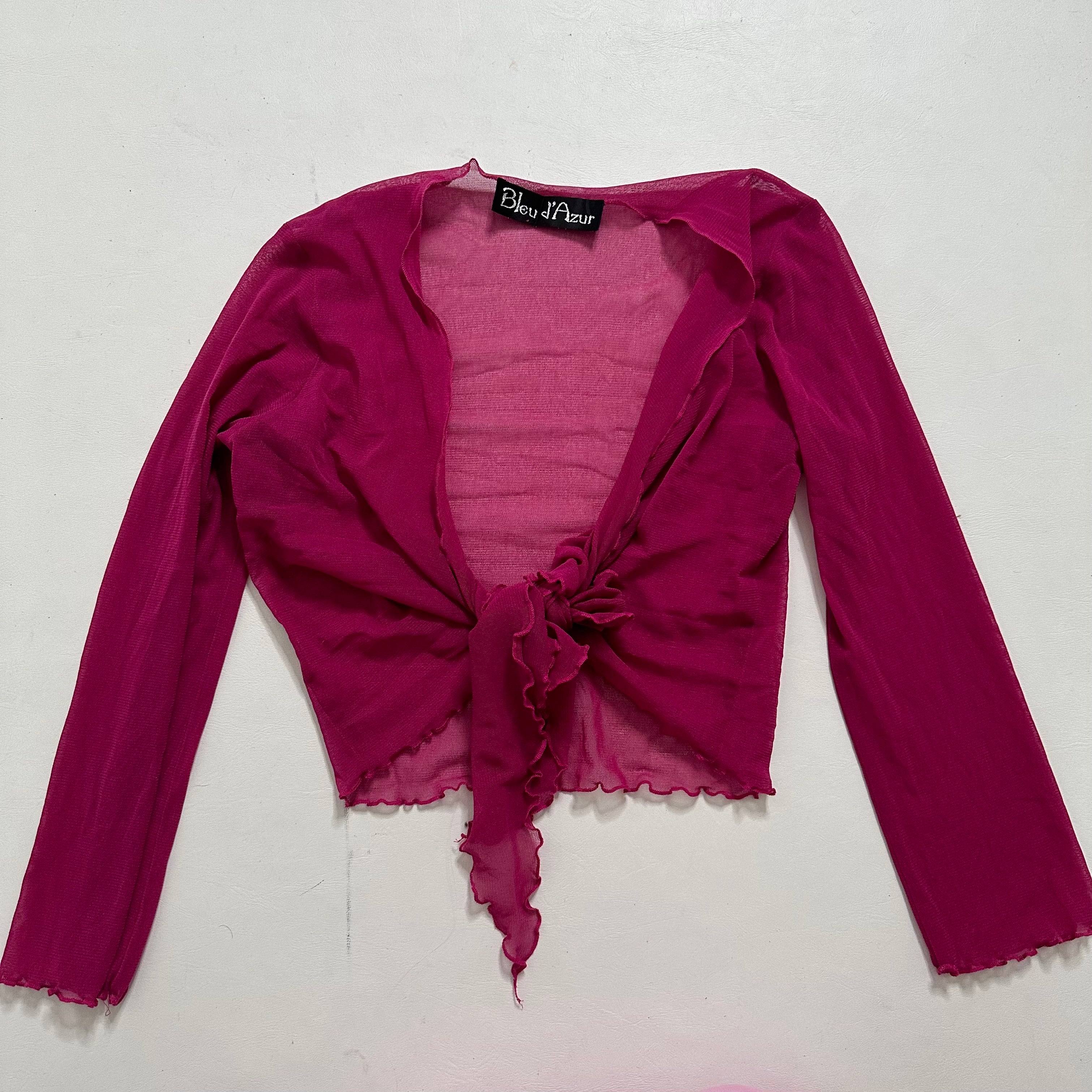 Mesh tie up cardigan