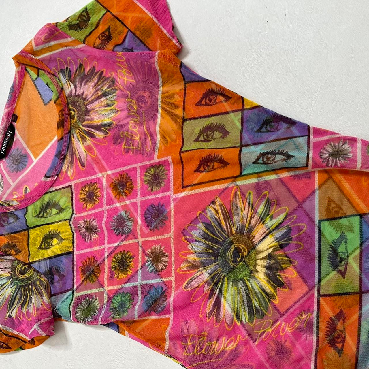 Eye print mesh baby tee