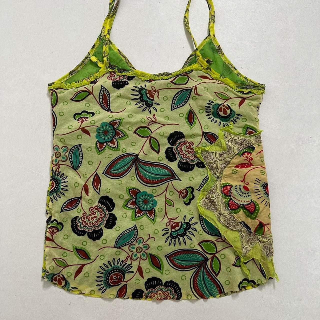 Green floral mesh cami