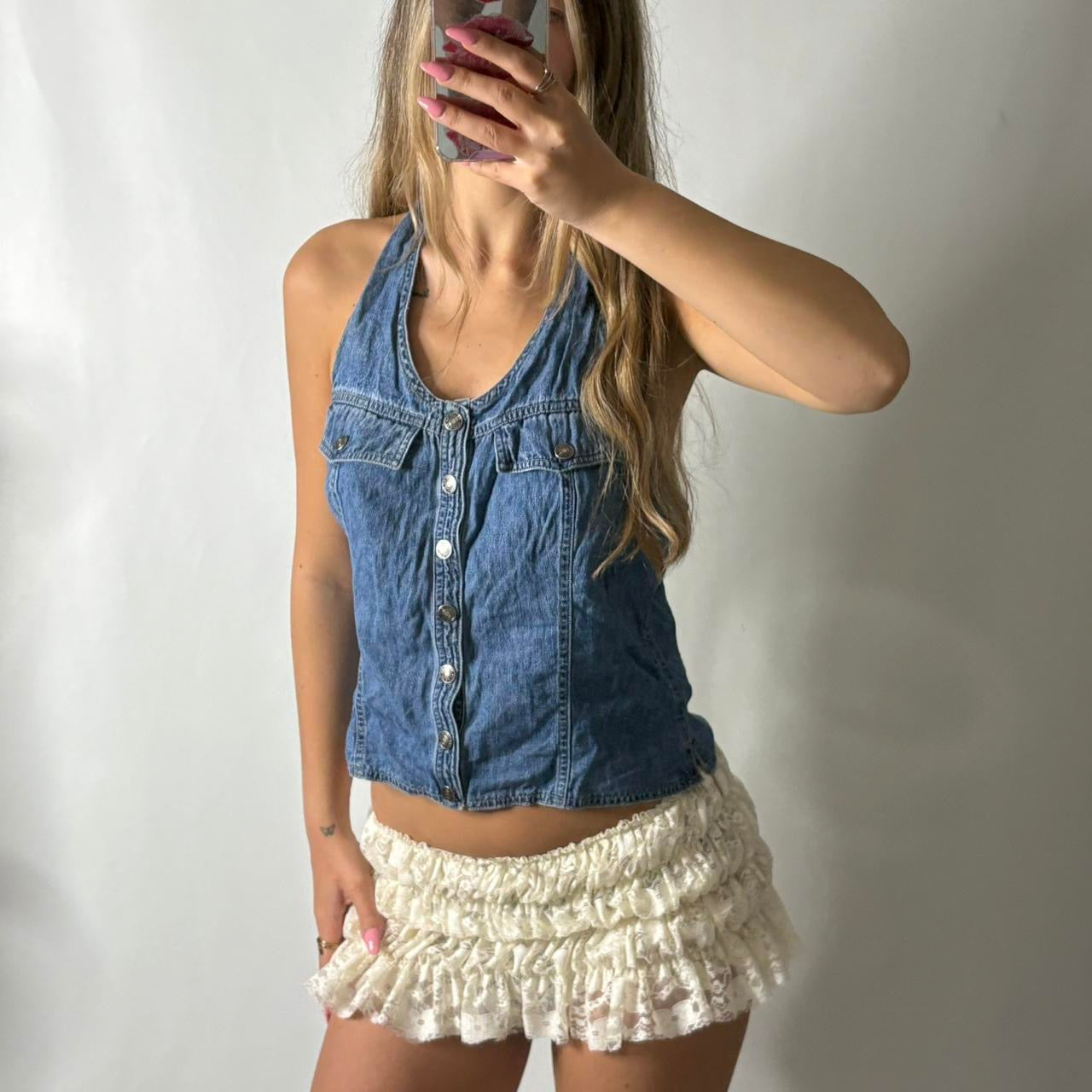 Denim halter top