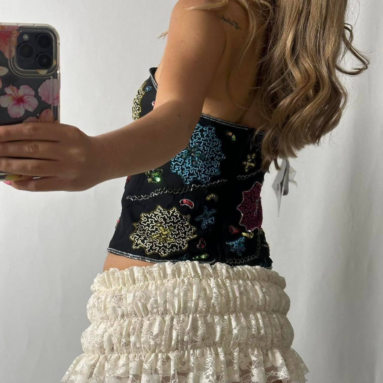 Pure Silk beaded corset