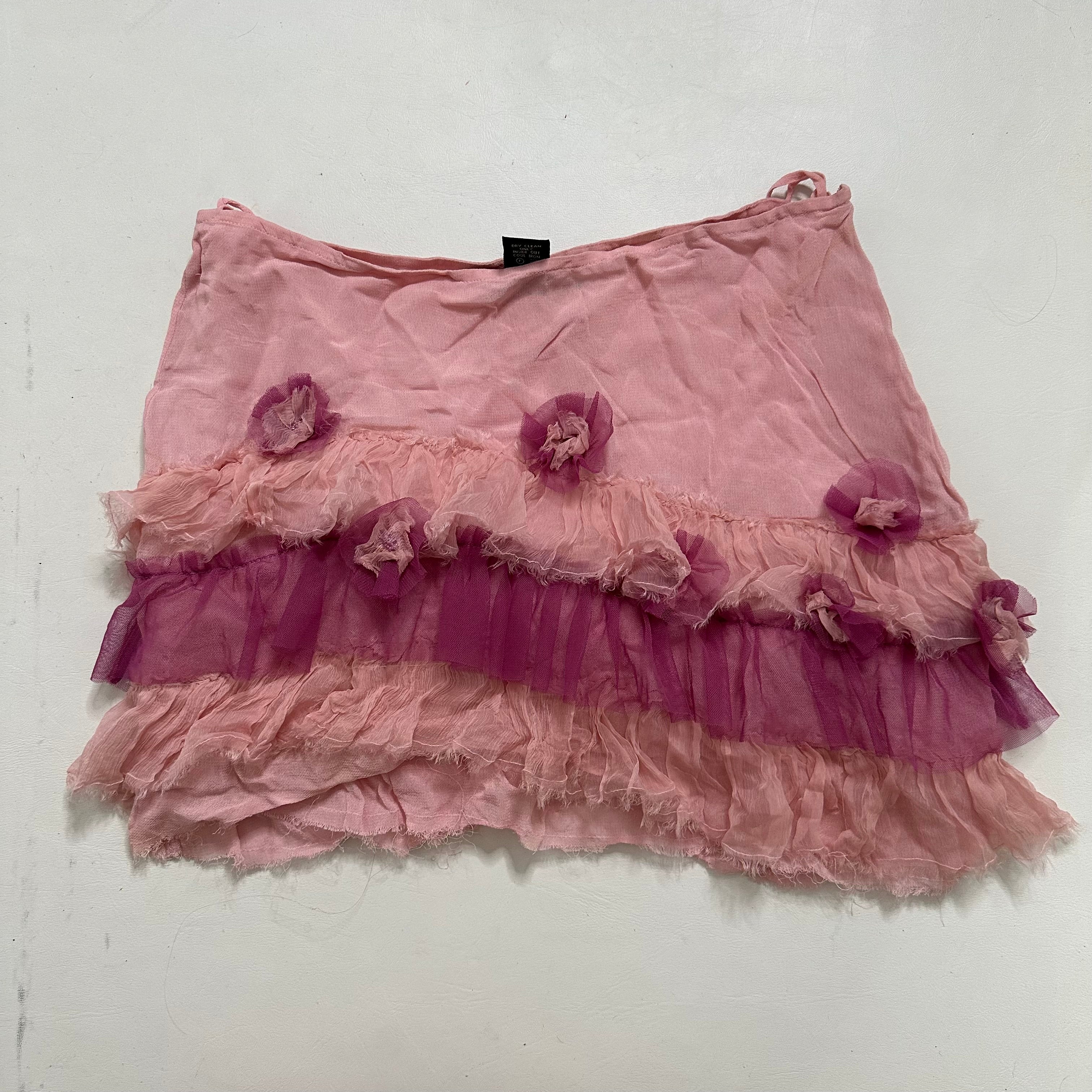 Pink mesh floral skirt