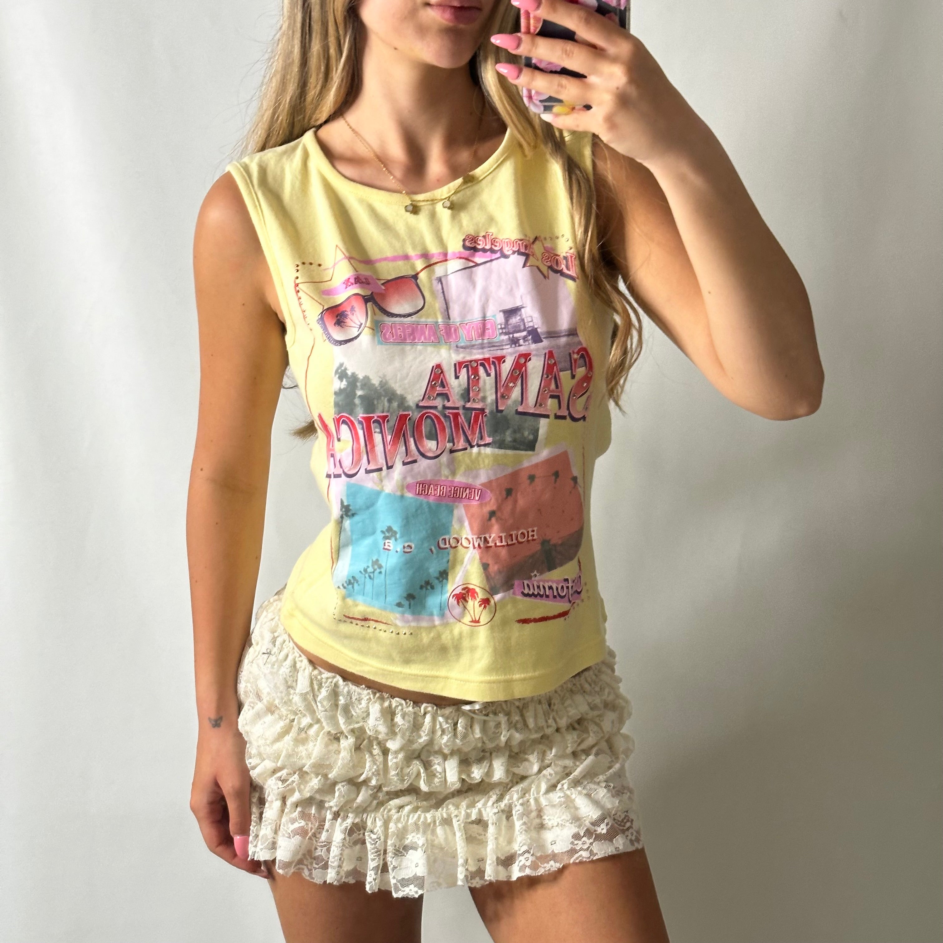 Santa Monica graphic rhinestone vest