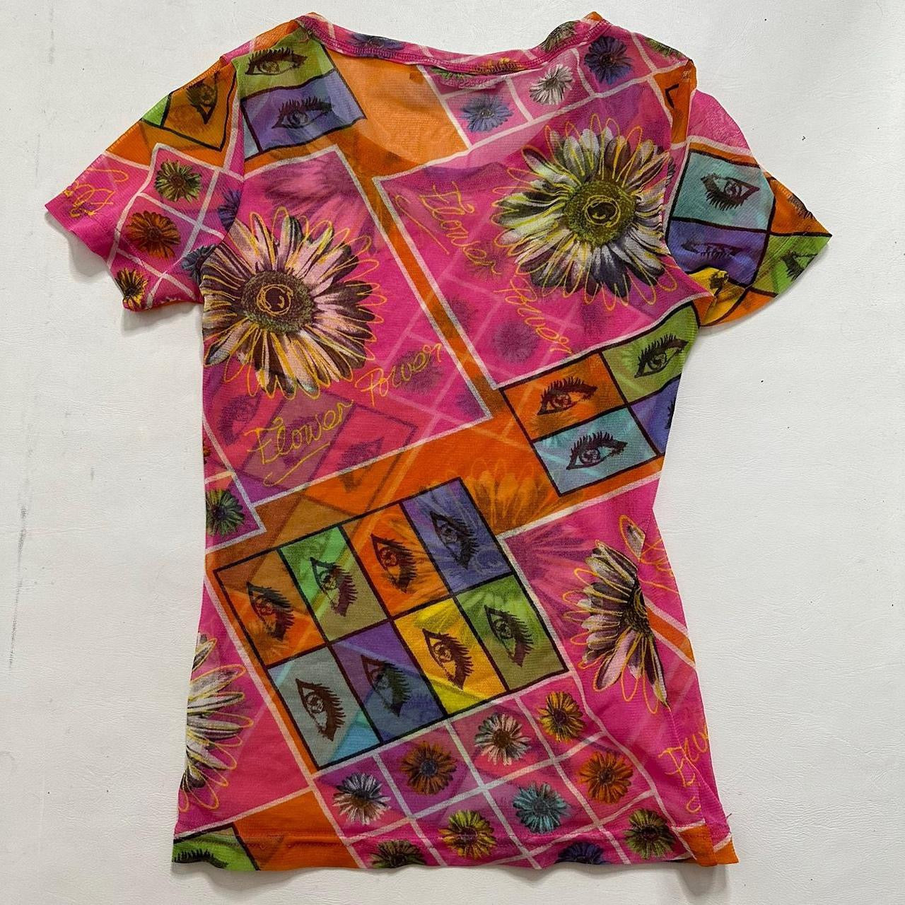 Eye print mesh baby tee