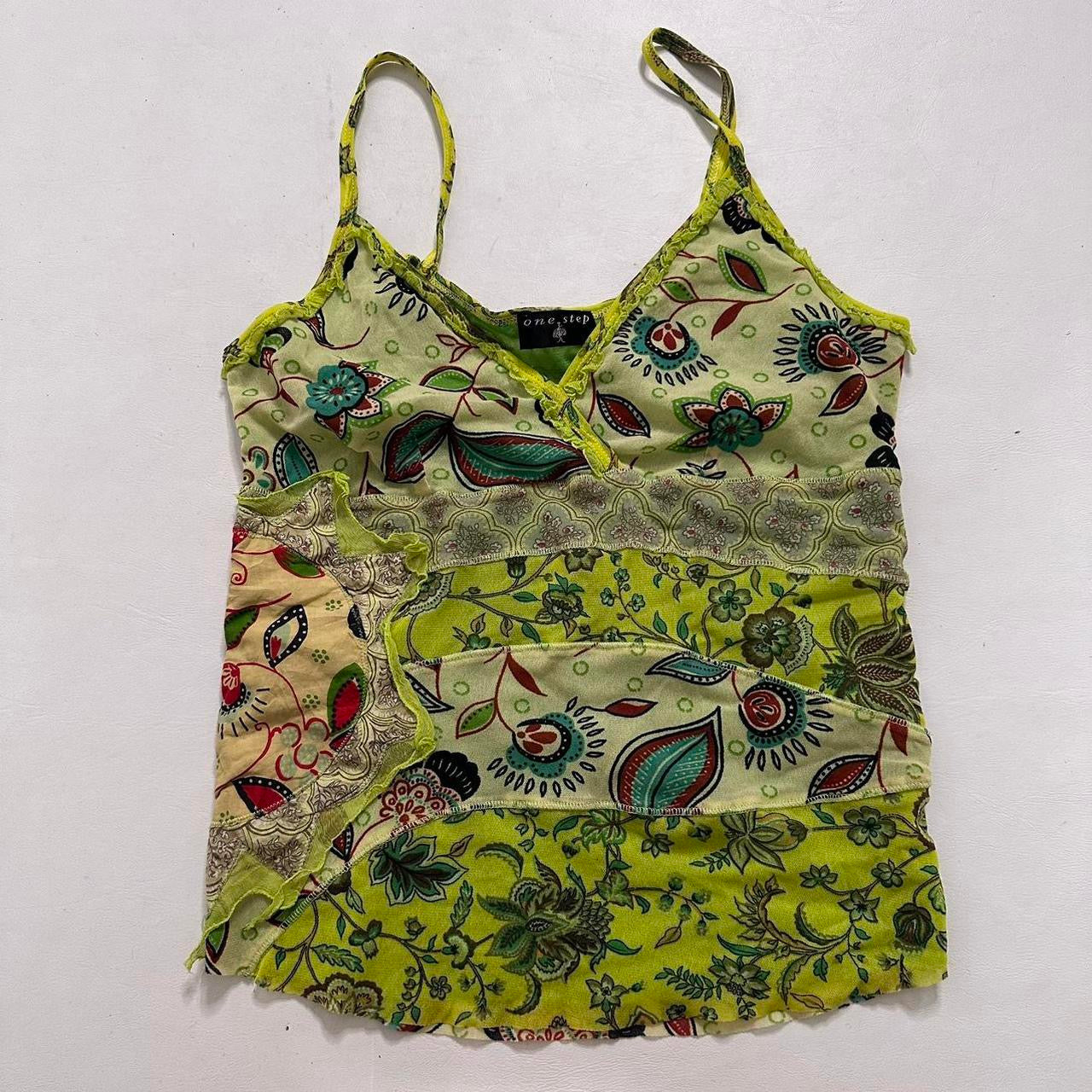 Green floral mesh cami