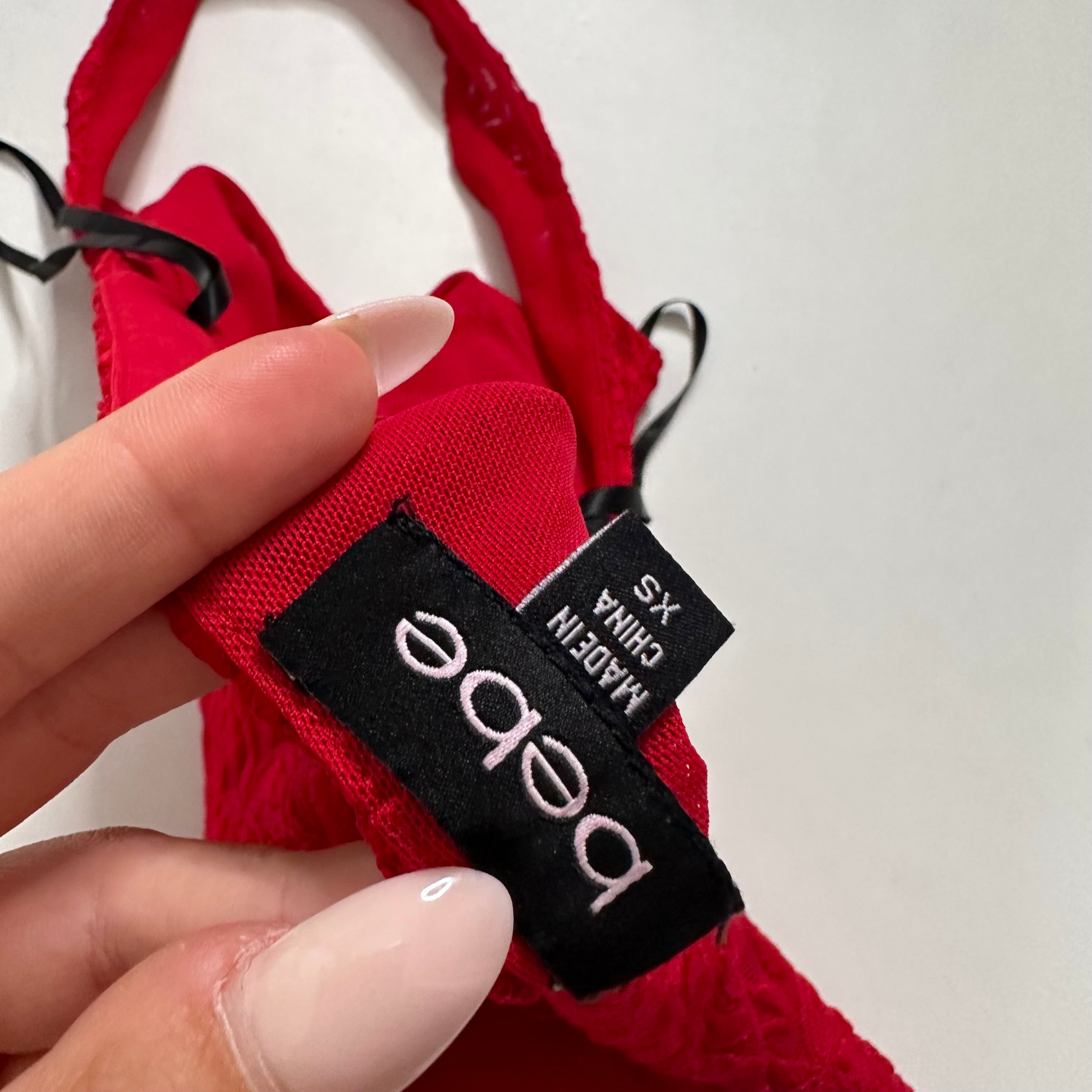 Bebe lace red halter top