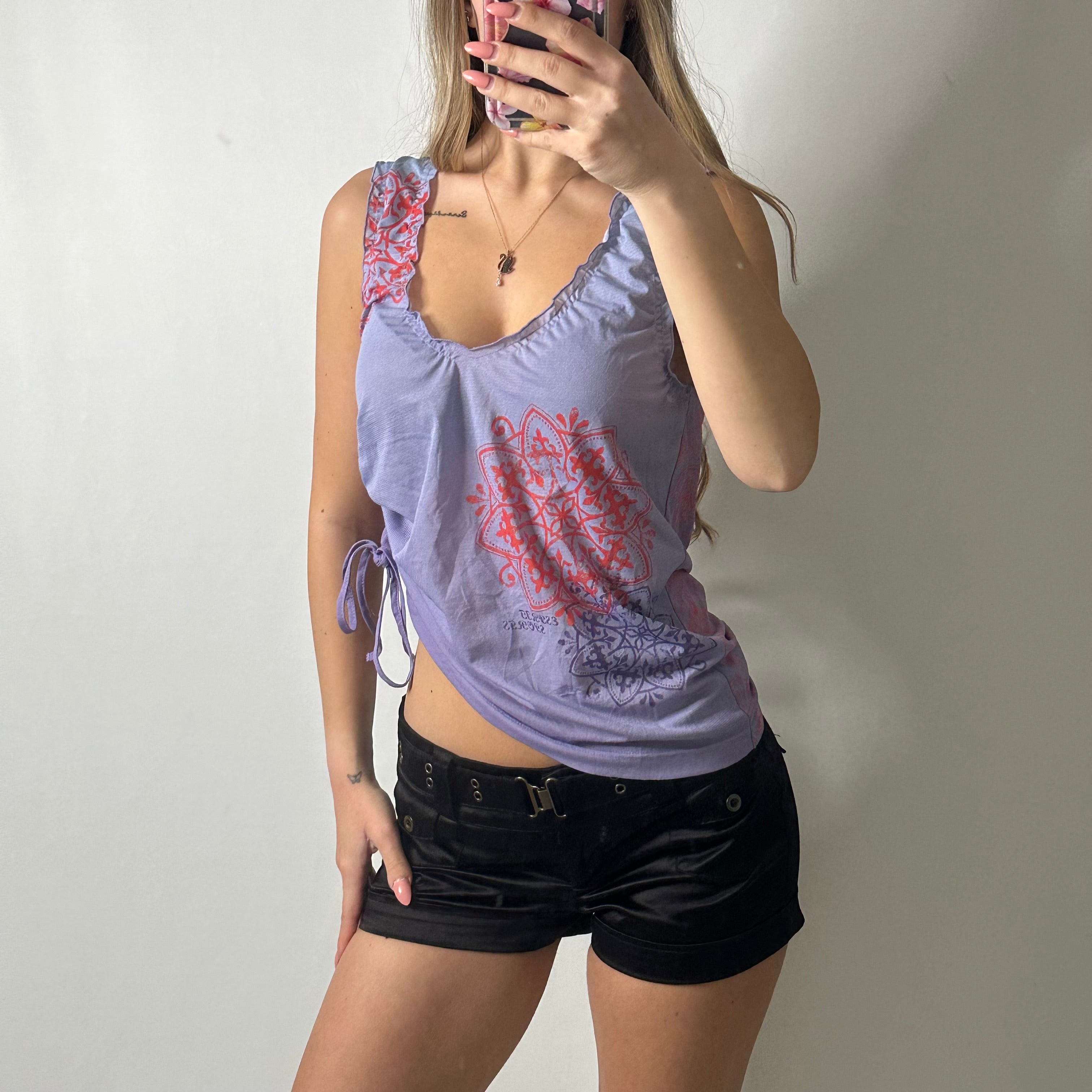 Lilac mesh ruched top