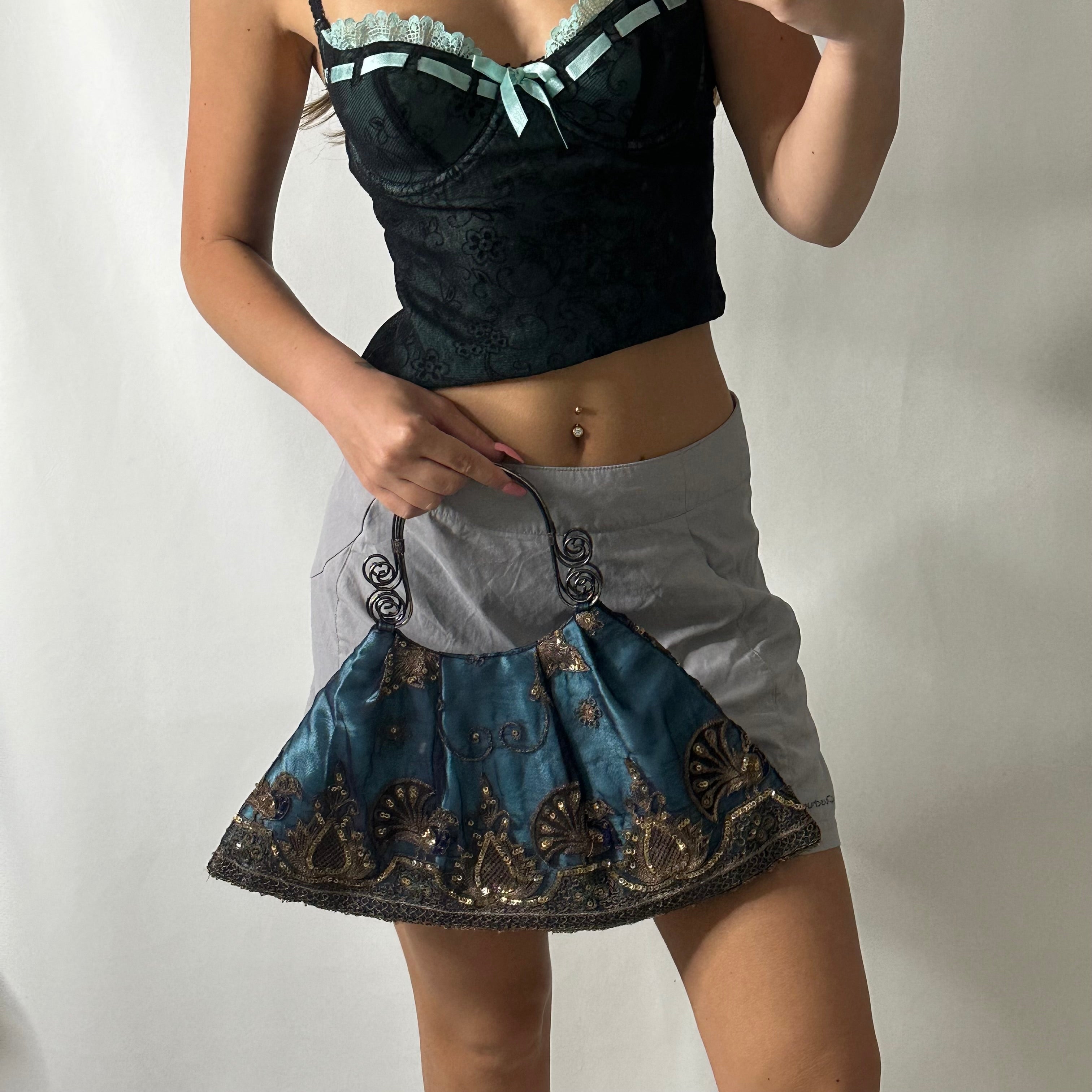 Vintage 90s blue sequin handbag