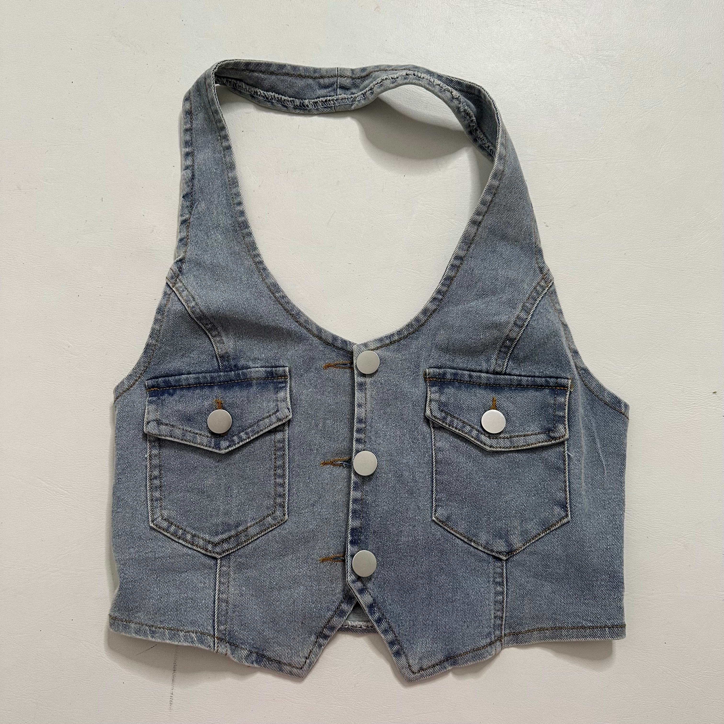 Denim halter neck top