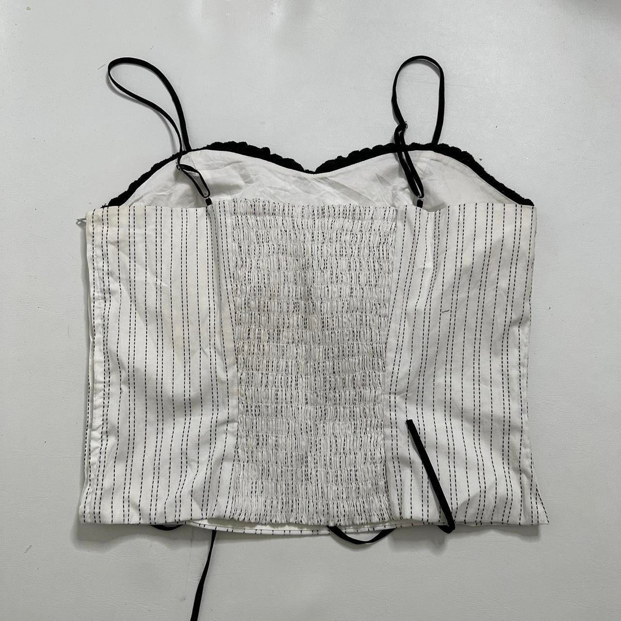 Pinstripe lace up cami