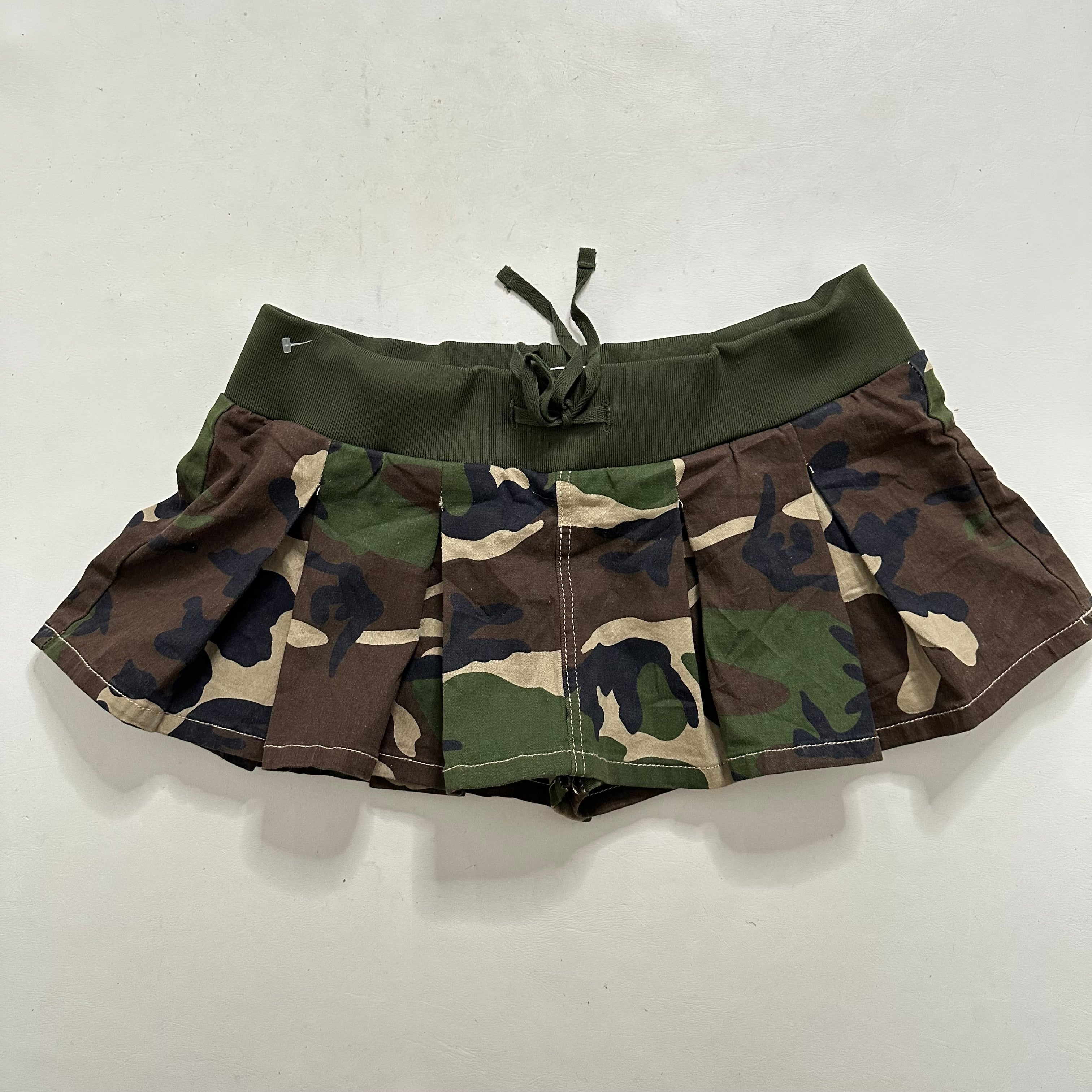 Camo low rise pleated mini skirt/ skort