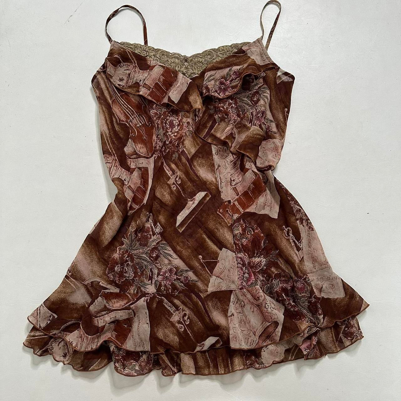 Brown mesh babydoll cami