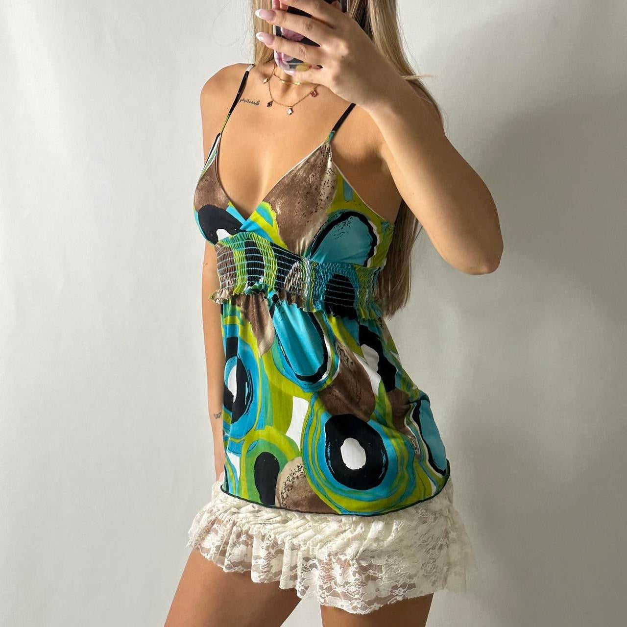 Green blue brown cami