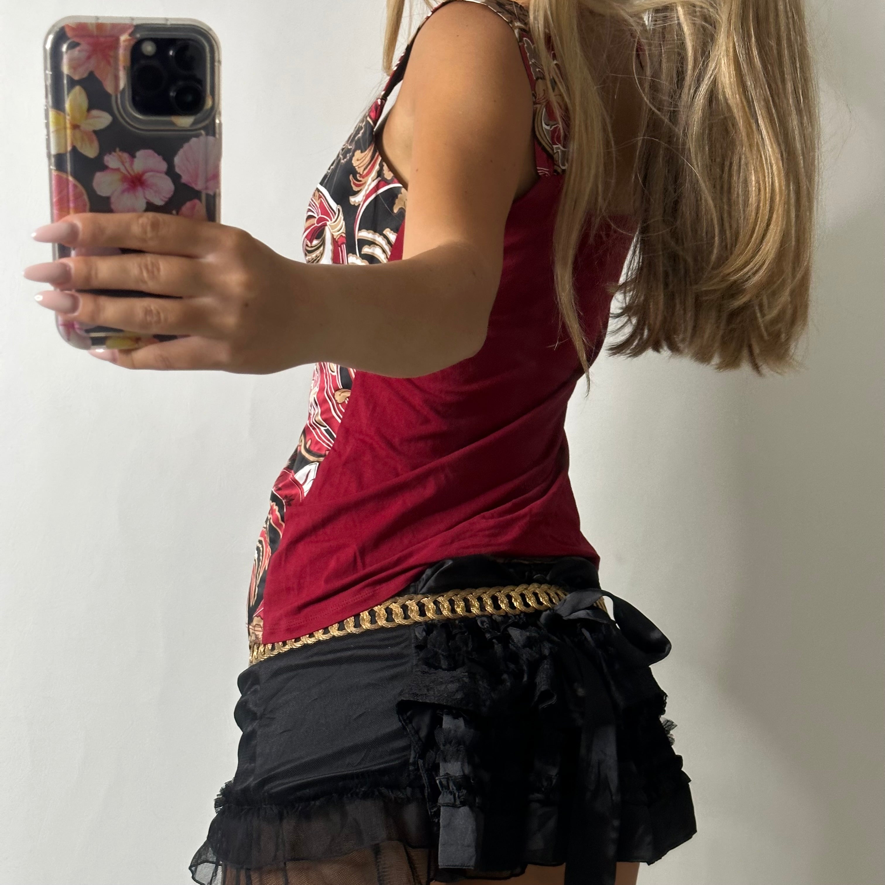 Satin burgundy abstract cami
