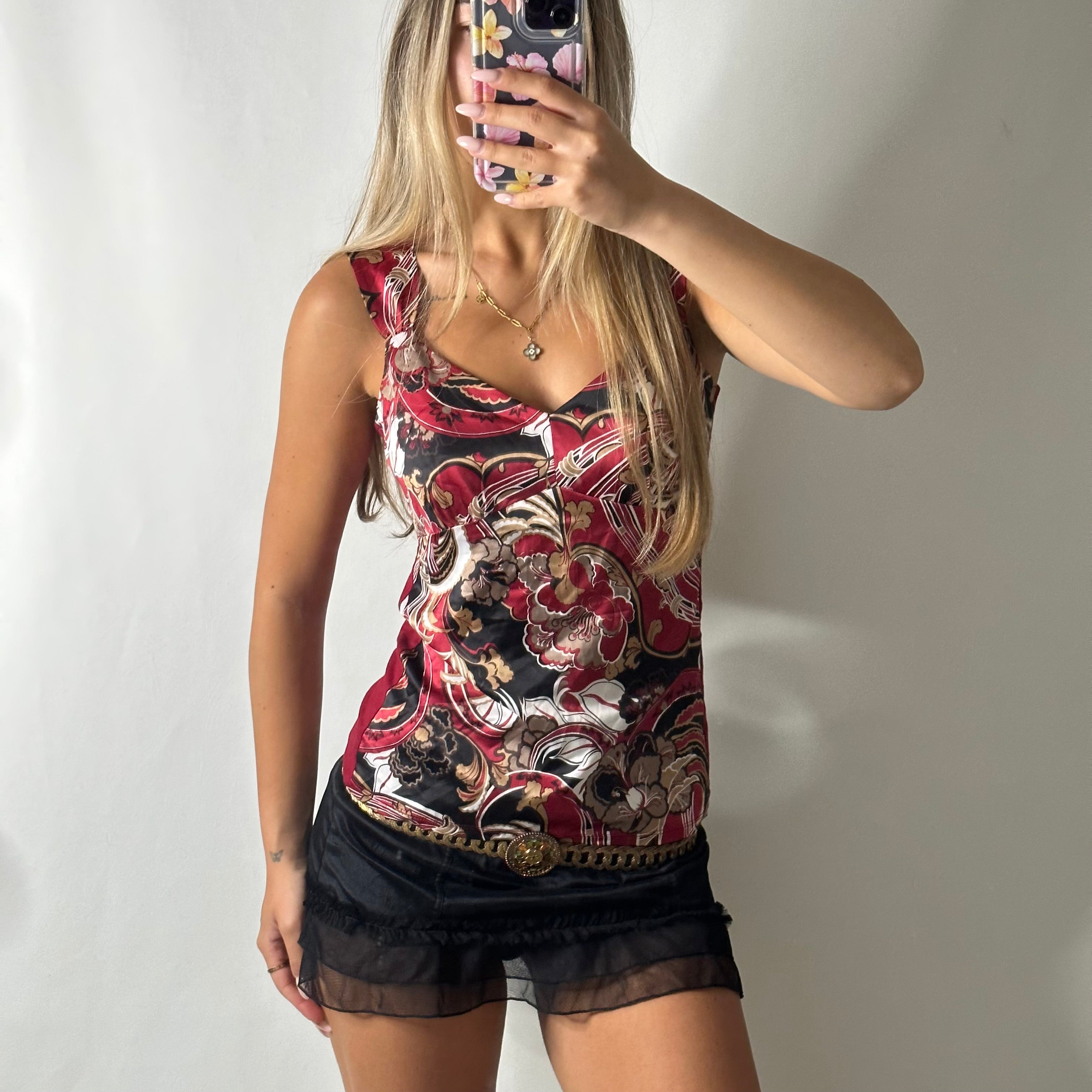 Satin burgundy abstract cami