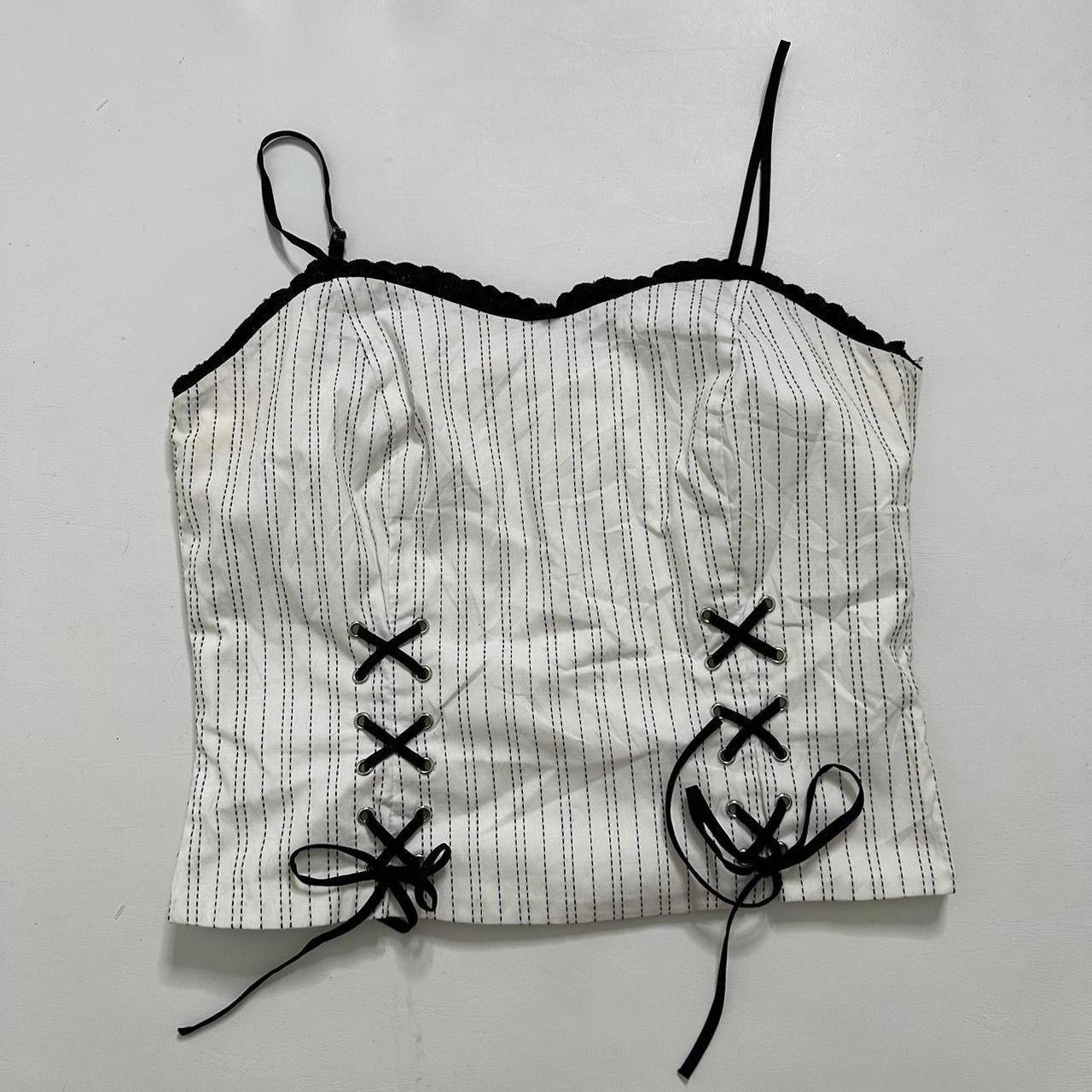 Pinstripe lace up cami