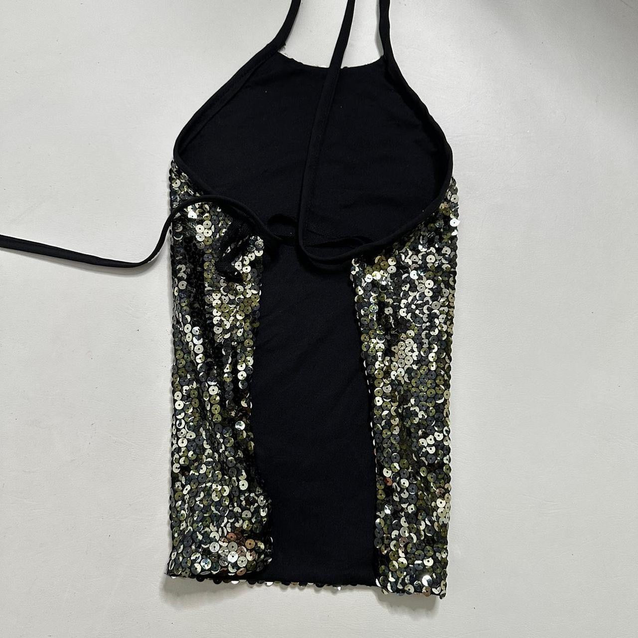 sequin backless halter top