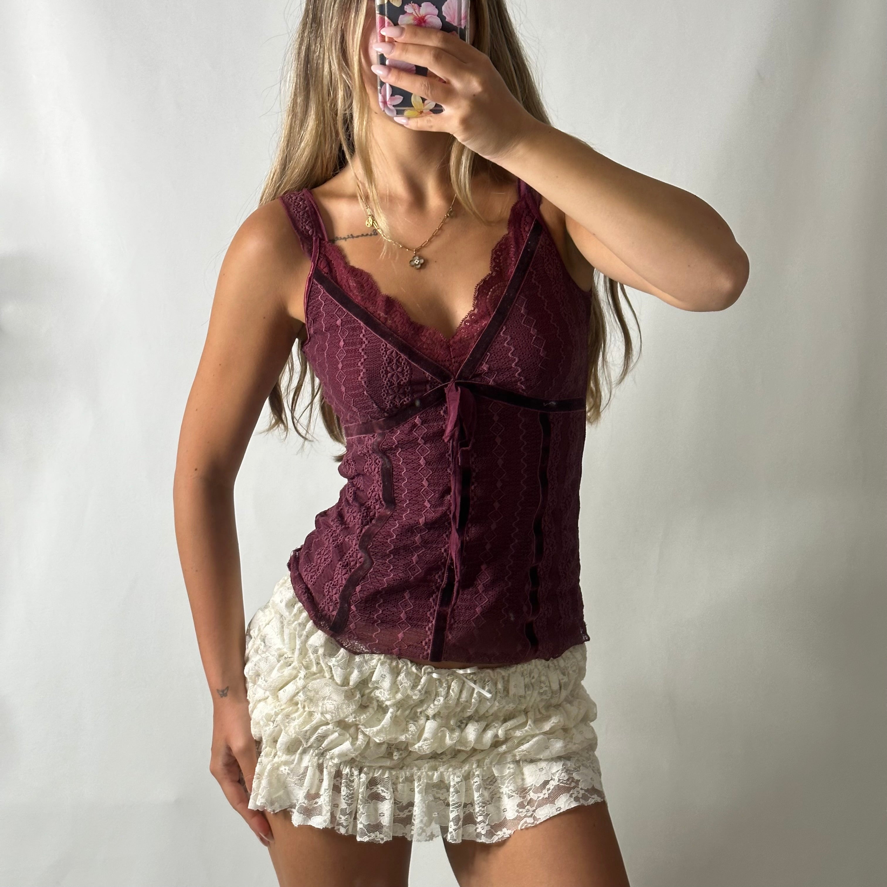 Purple lace cami top