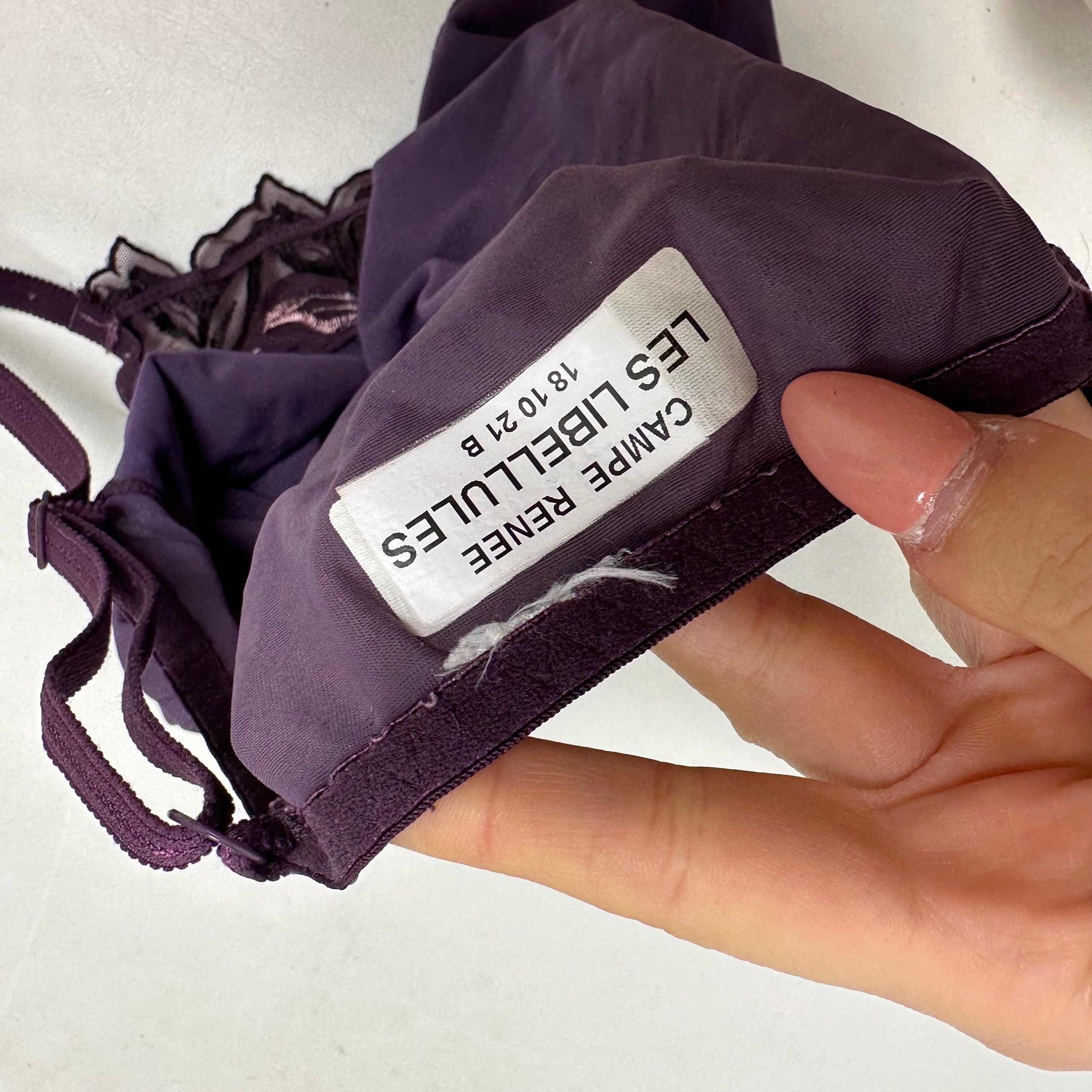 Slinky lace lined purple cami