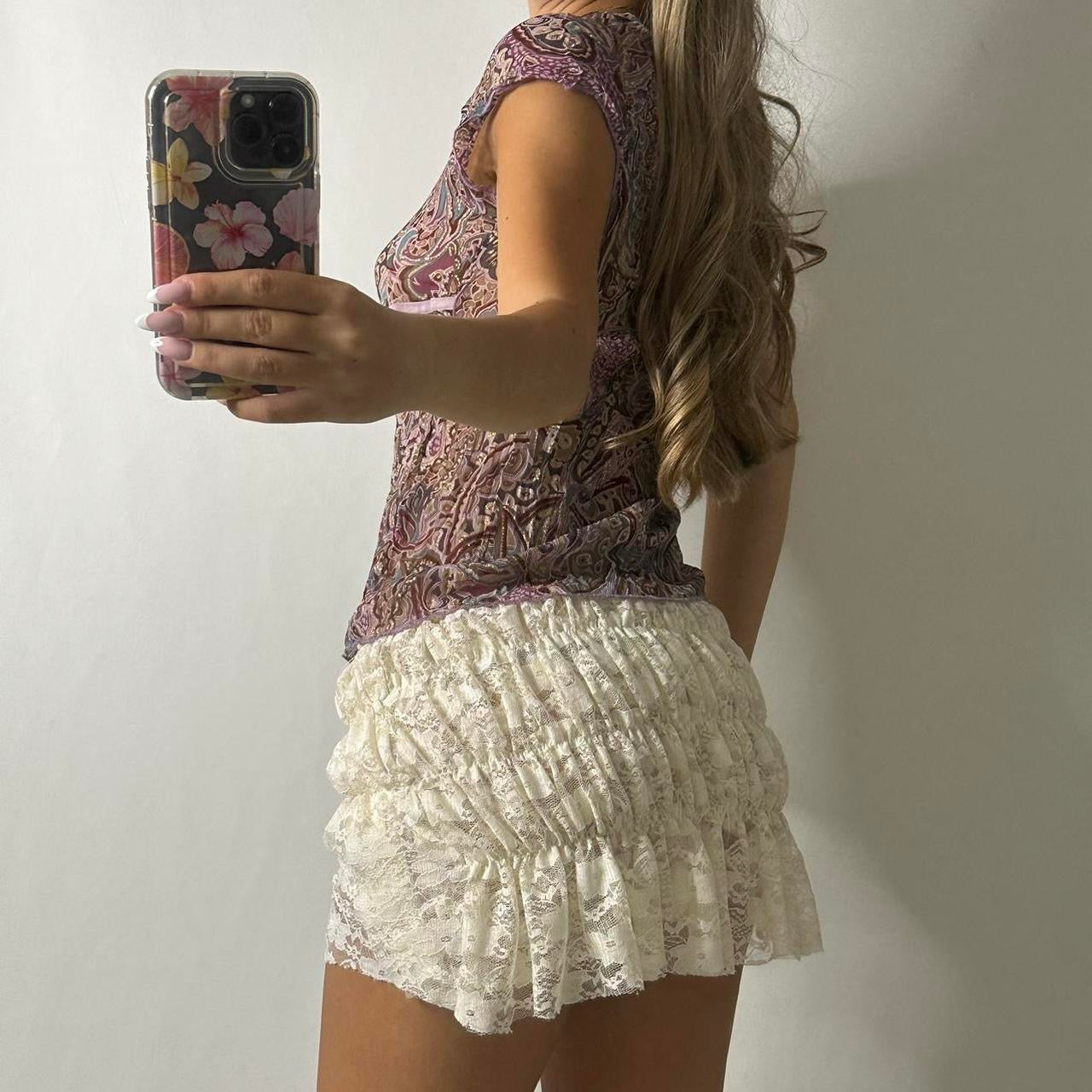 Silk mesh paisley top