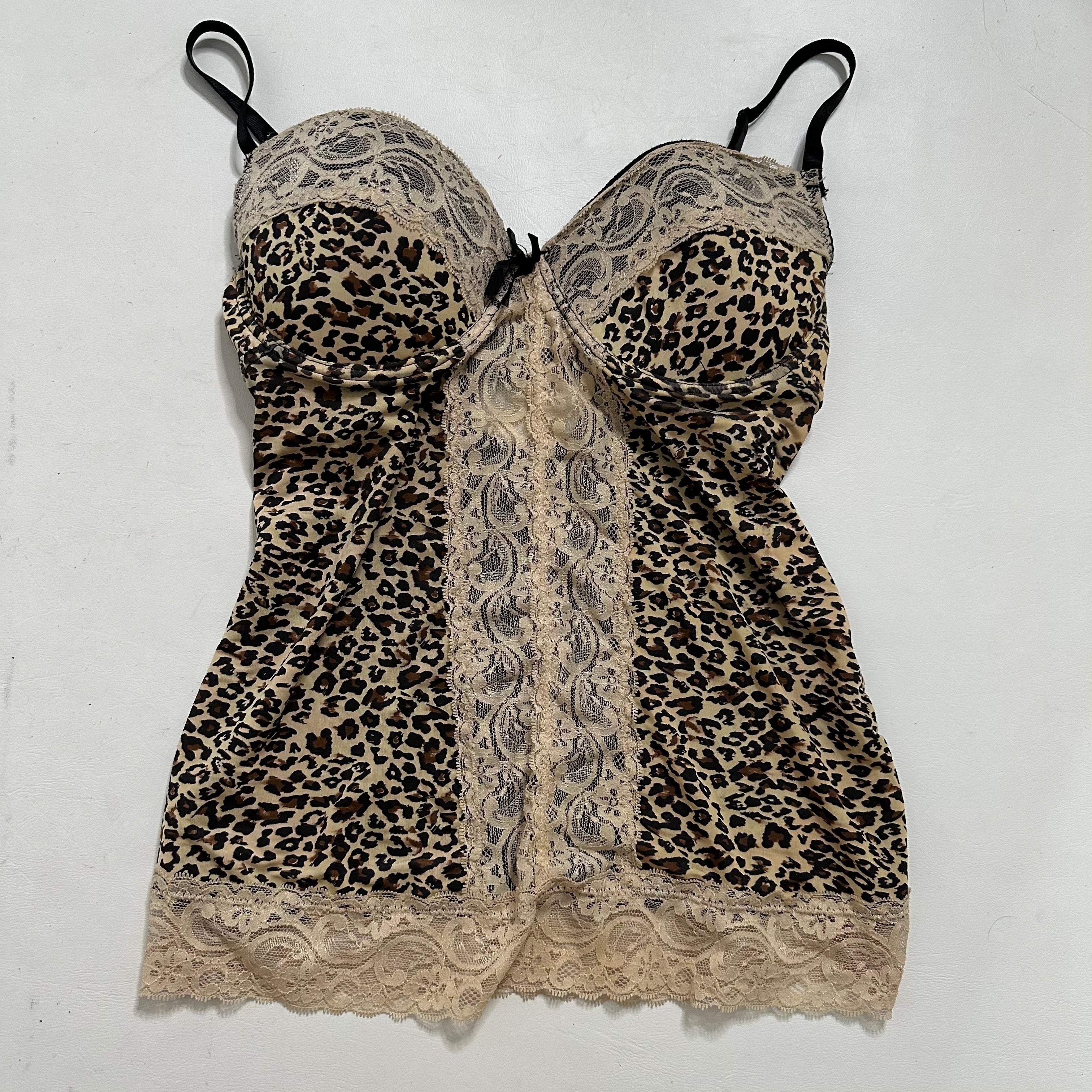 Leopard lace lined corset top