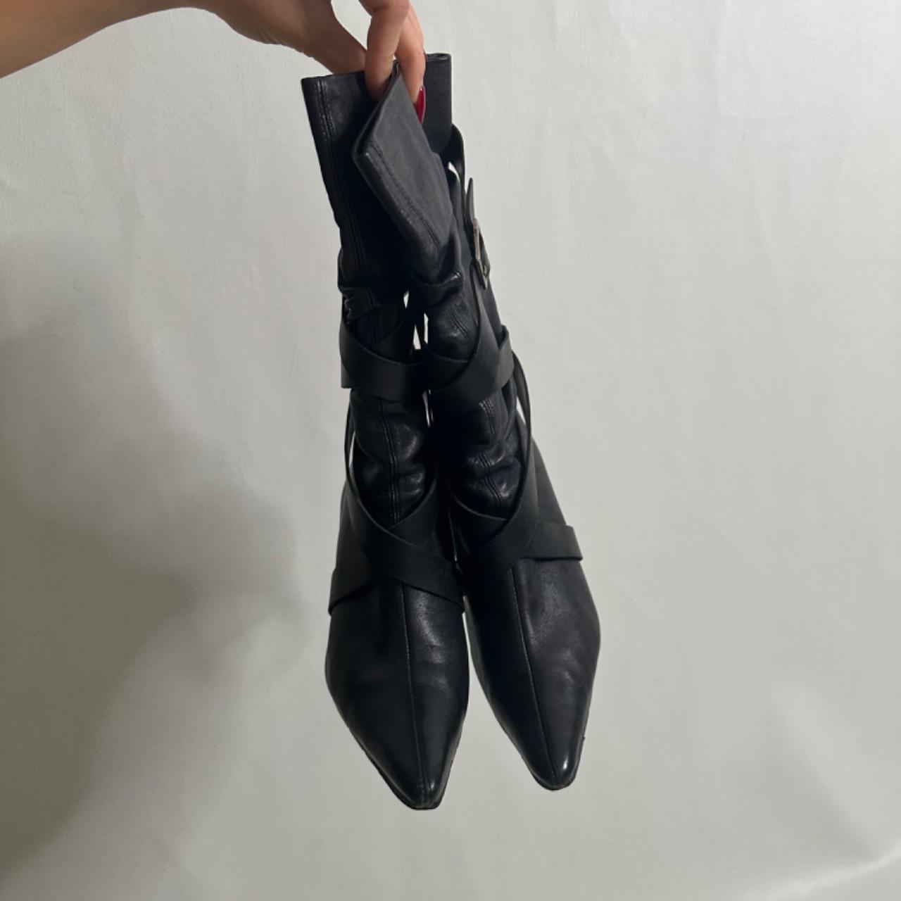 Black buckle slouchy boots