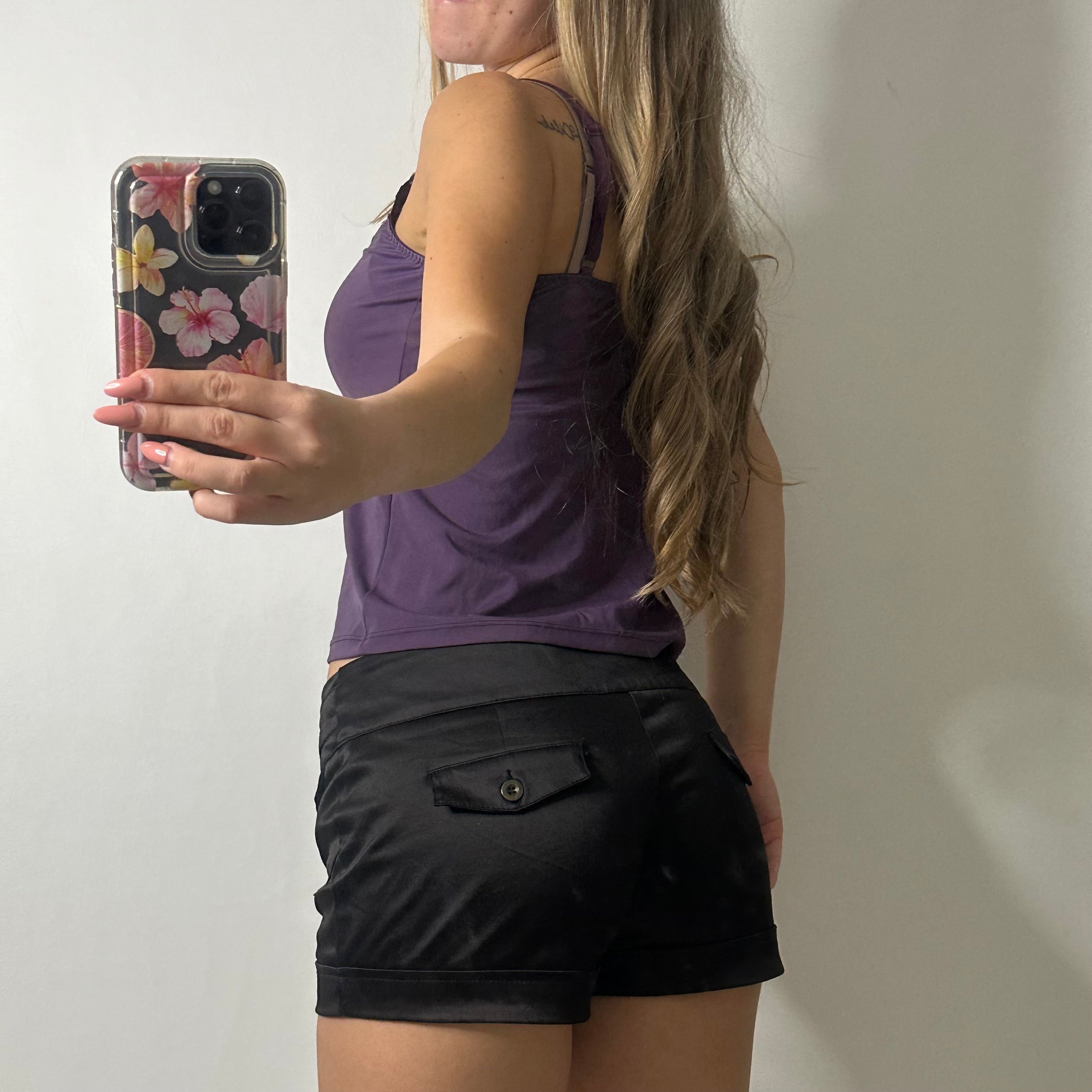 Slinky lace lined purple cami