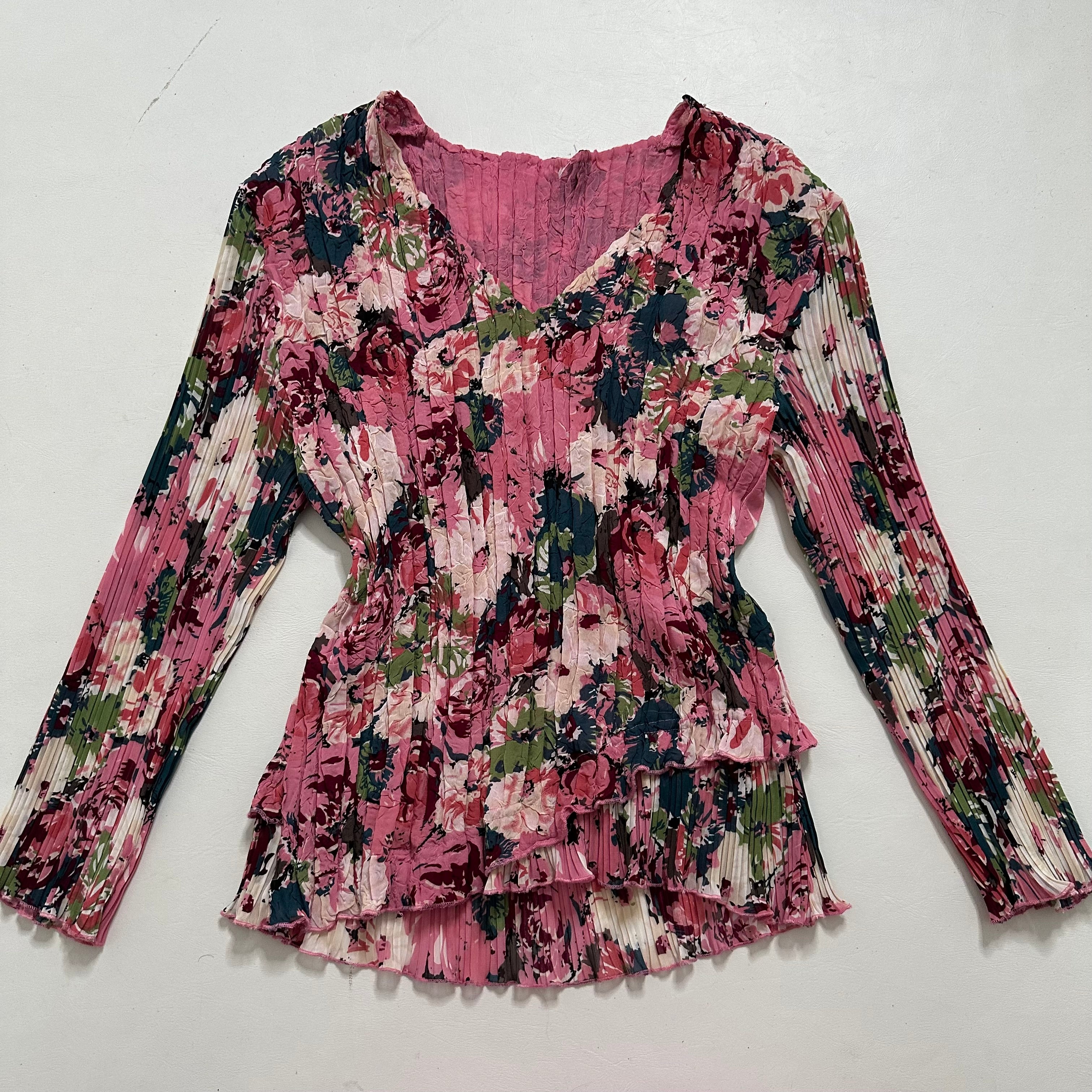 Pink floral ruched top