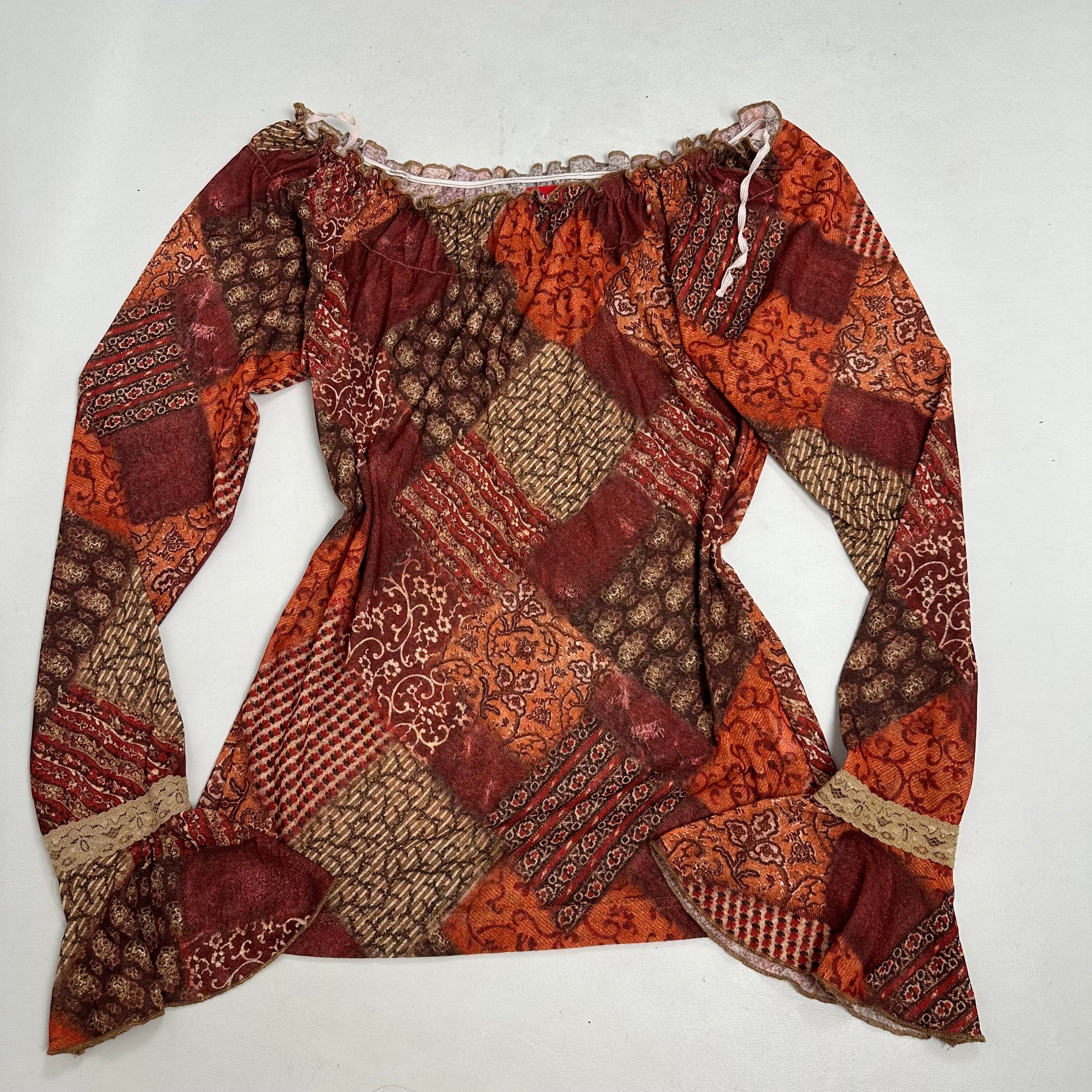 Off shoulder flared sleeve blouse