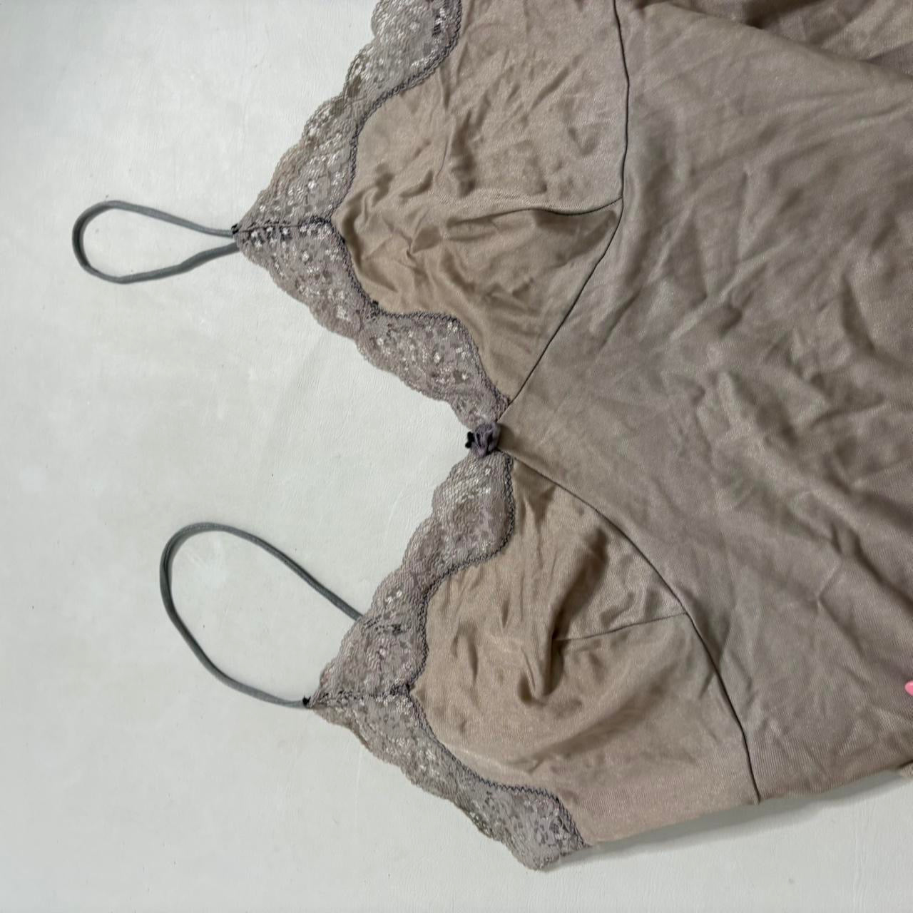 Beige lace lined slip dress