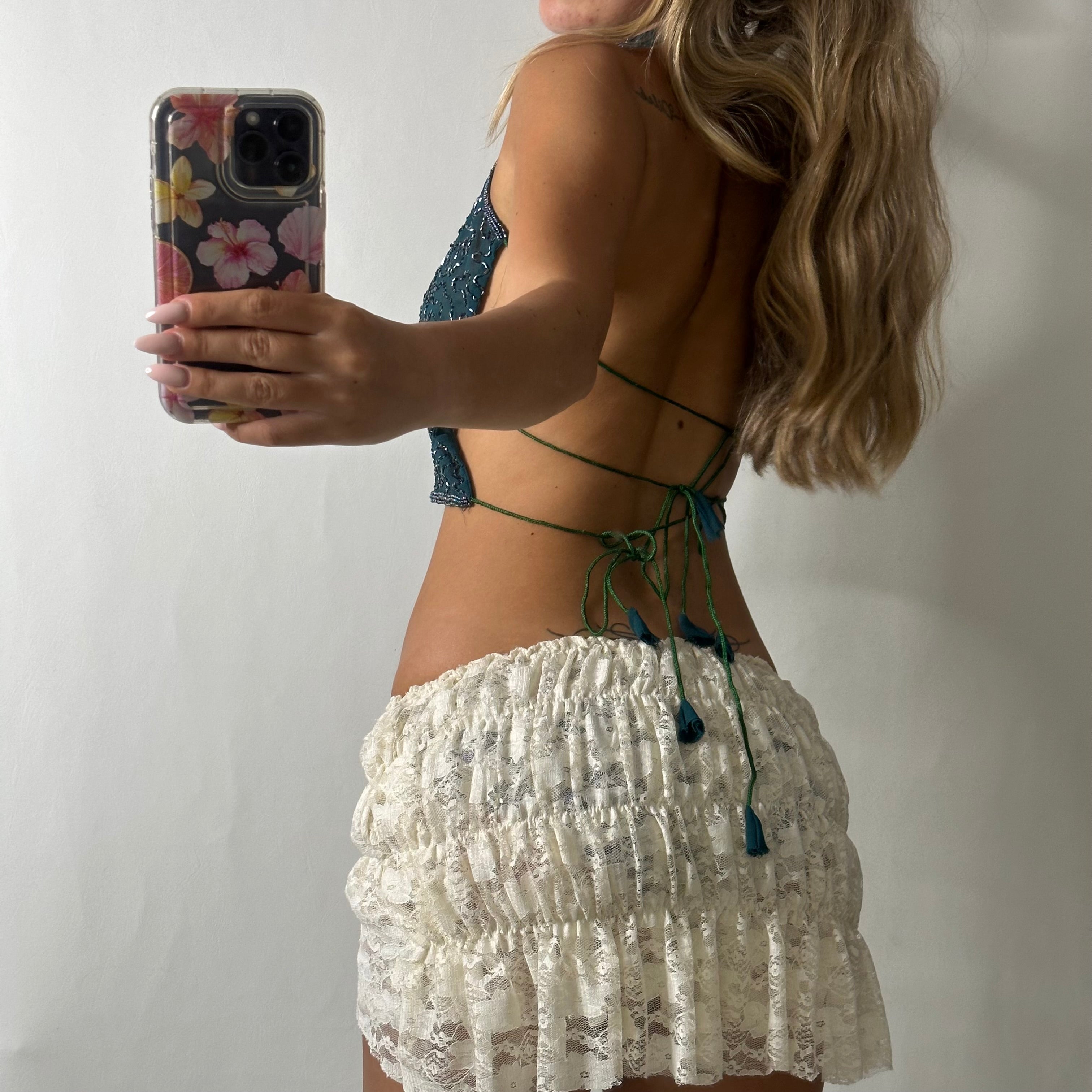 Backless sequin embellishment spider top