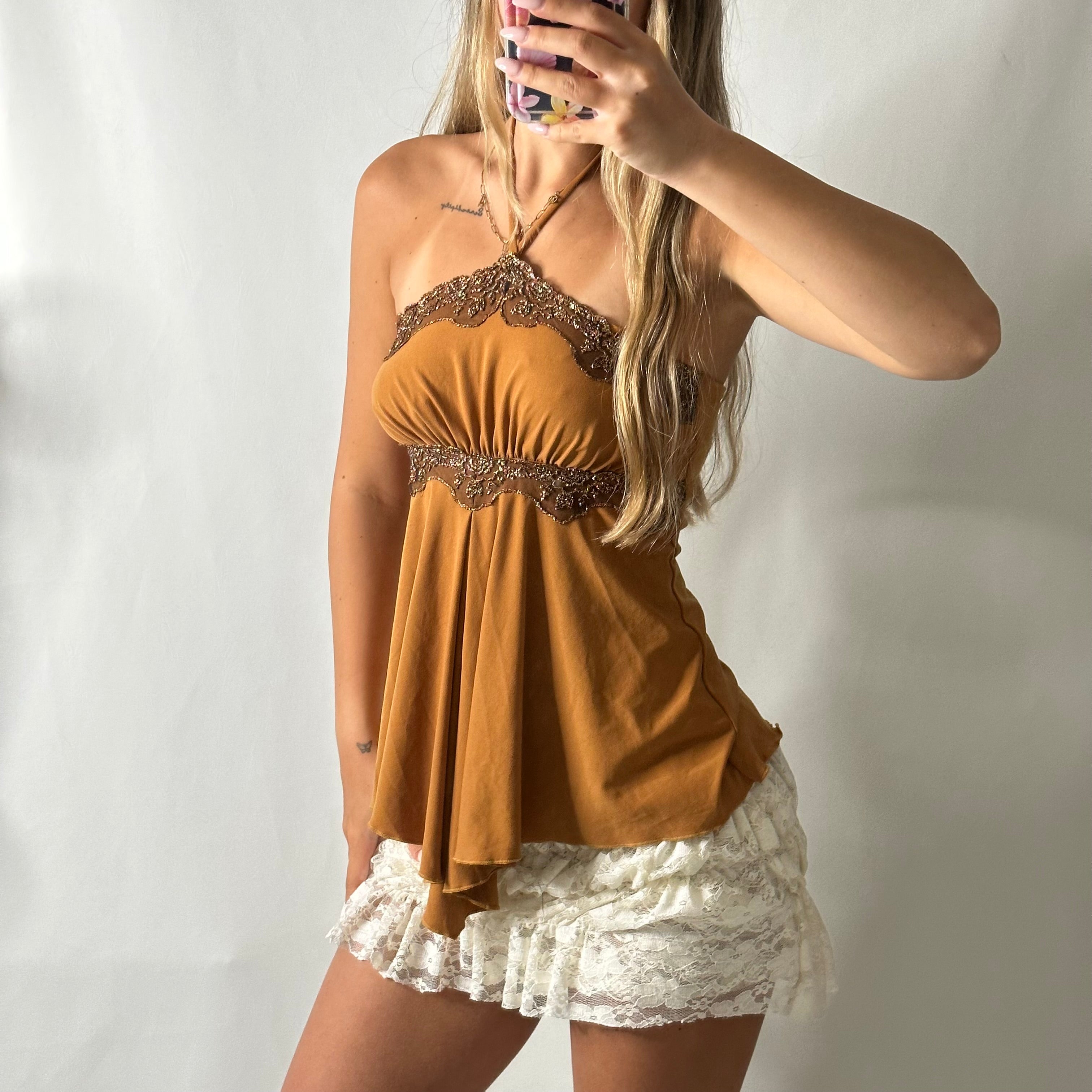 Halter neck lace glittery fairy top
