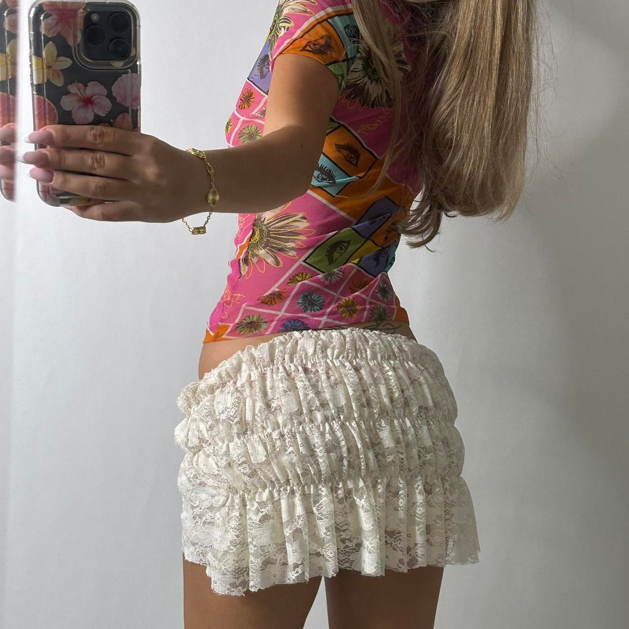 Eye print mesh baby tee