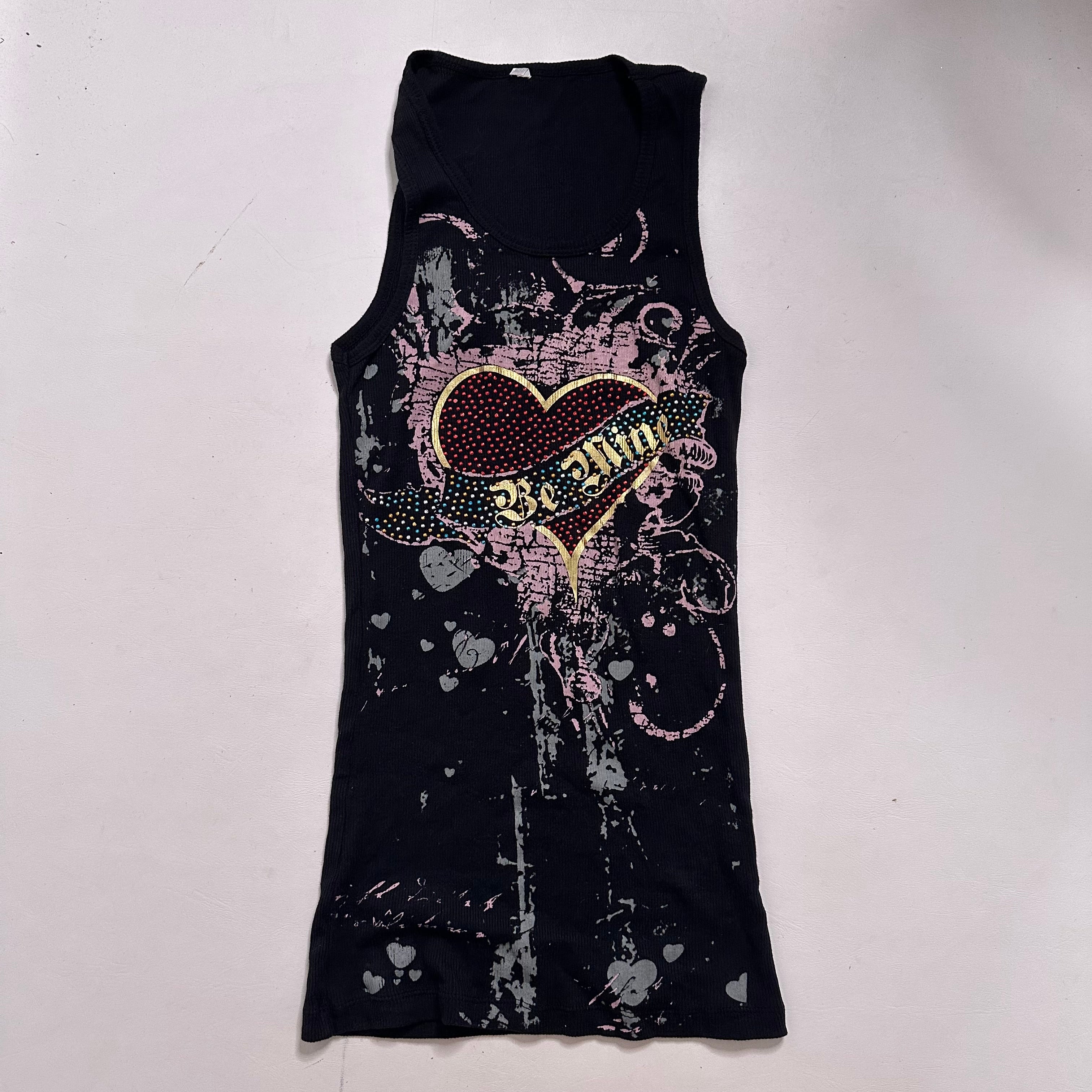 Rhinestone tattoo print vest