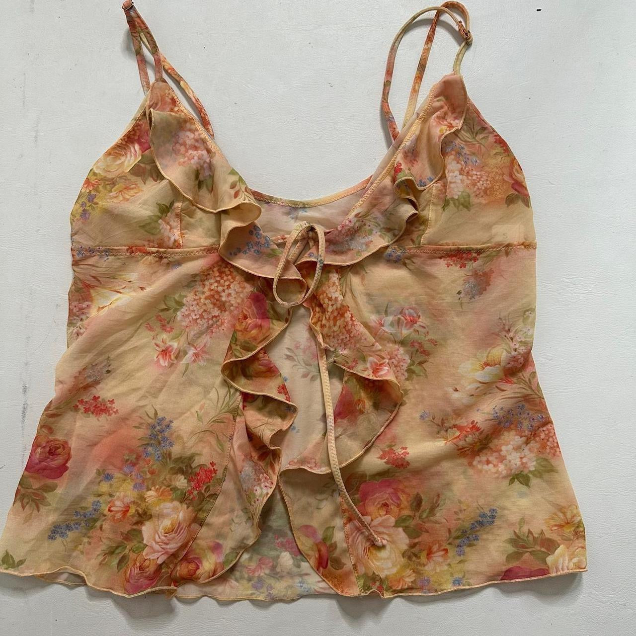 Pink ruffle tie up cami