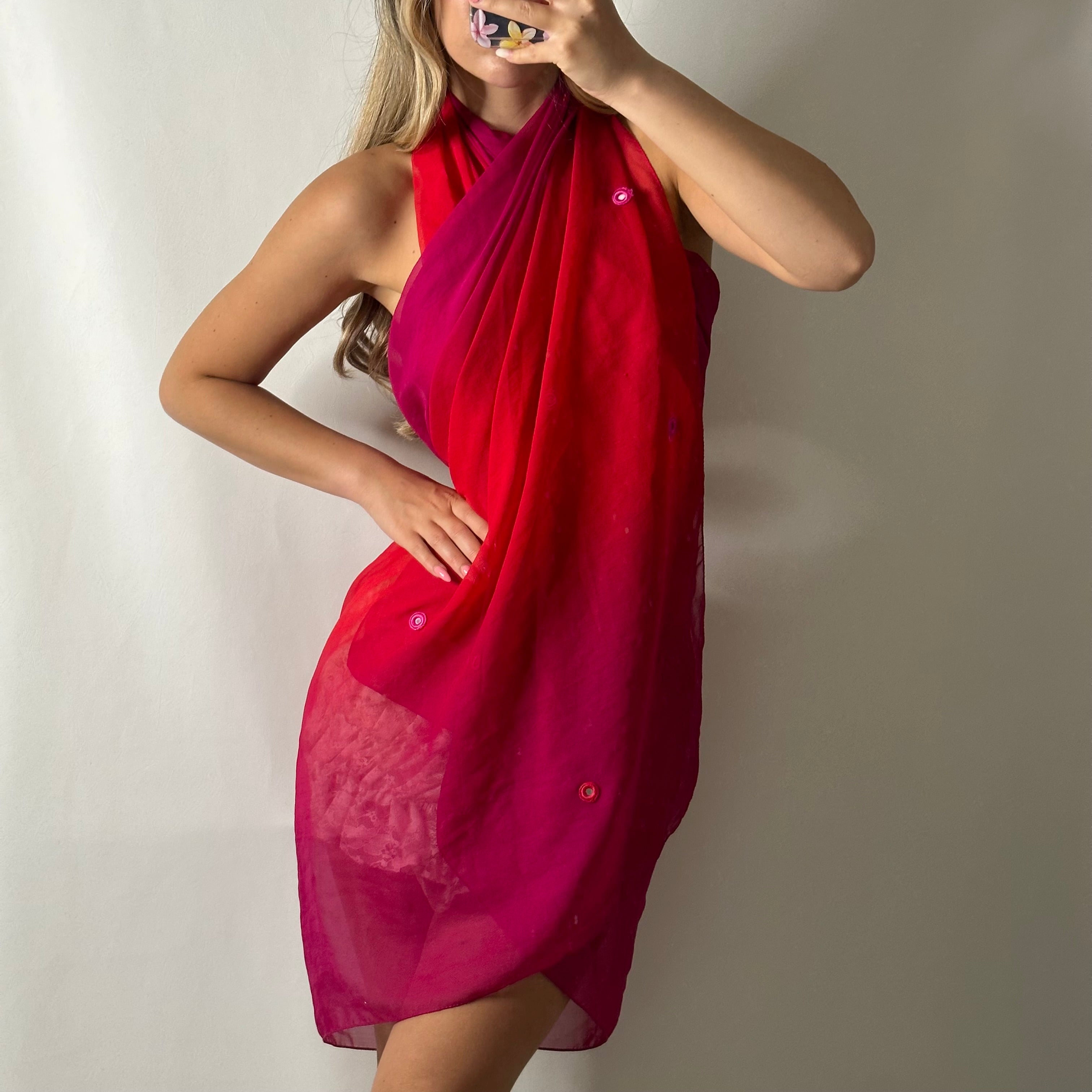 Italian mesh tie up scarf